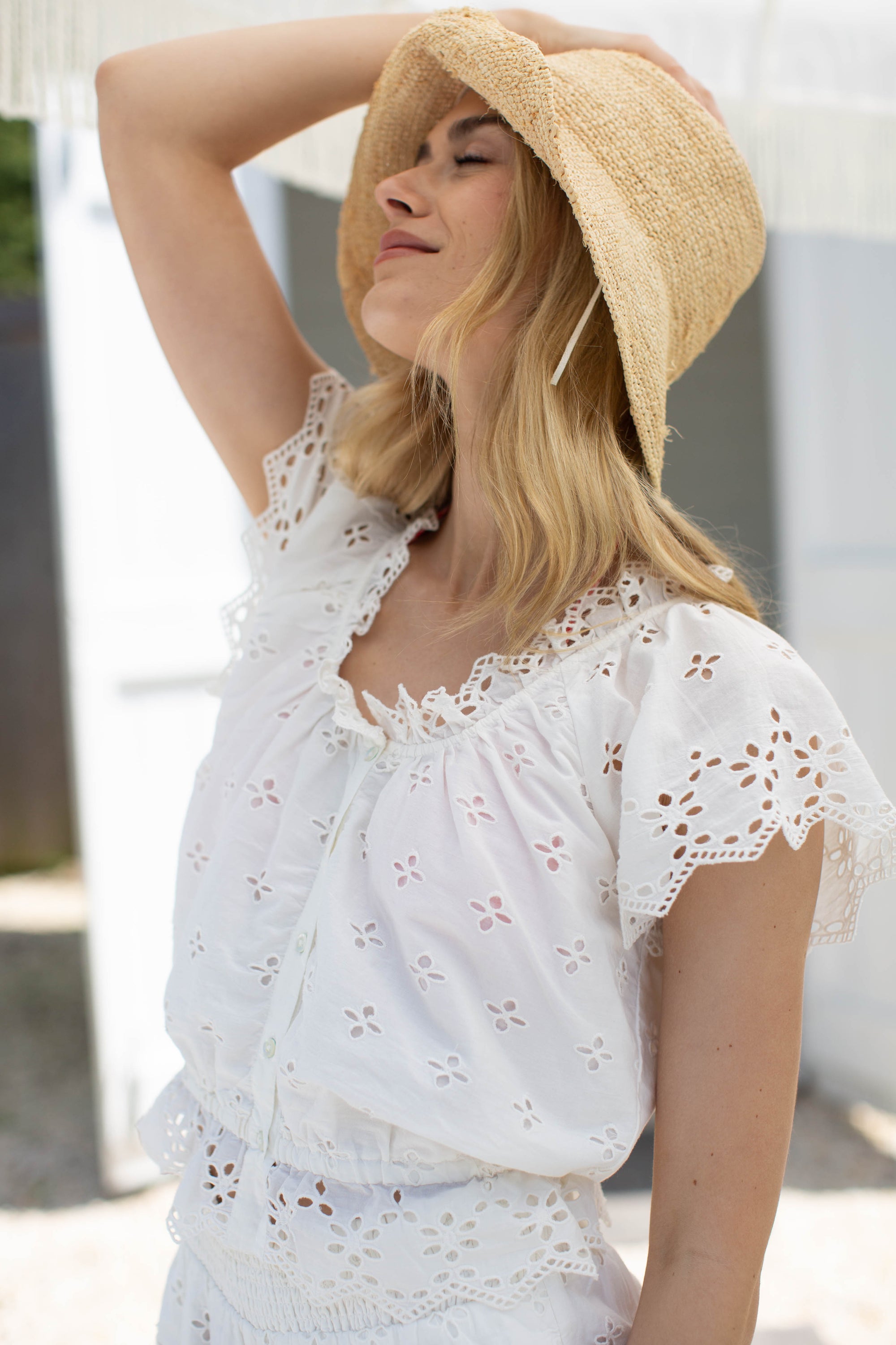 Erin Eyelet Top - White