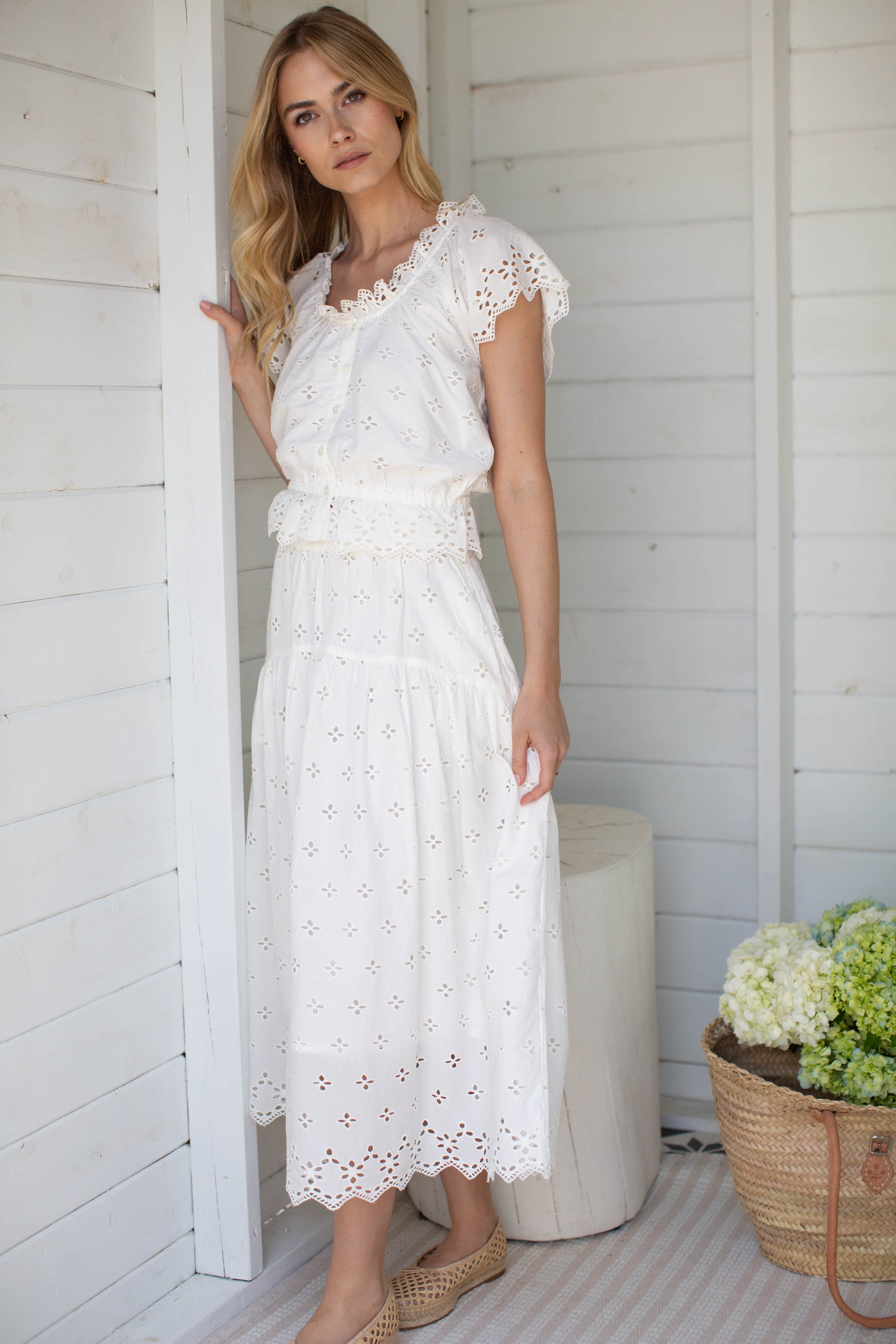 Erin Eyelet Top - White
