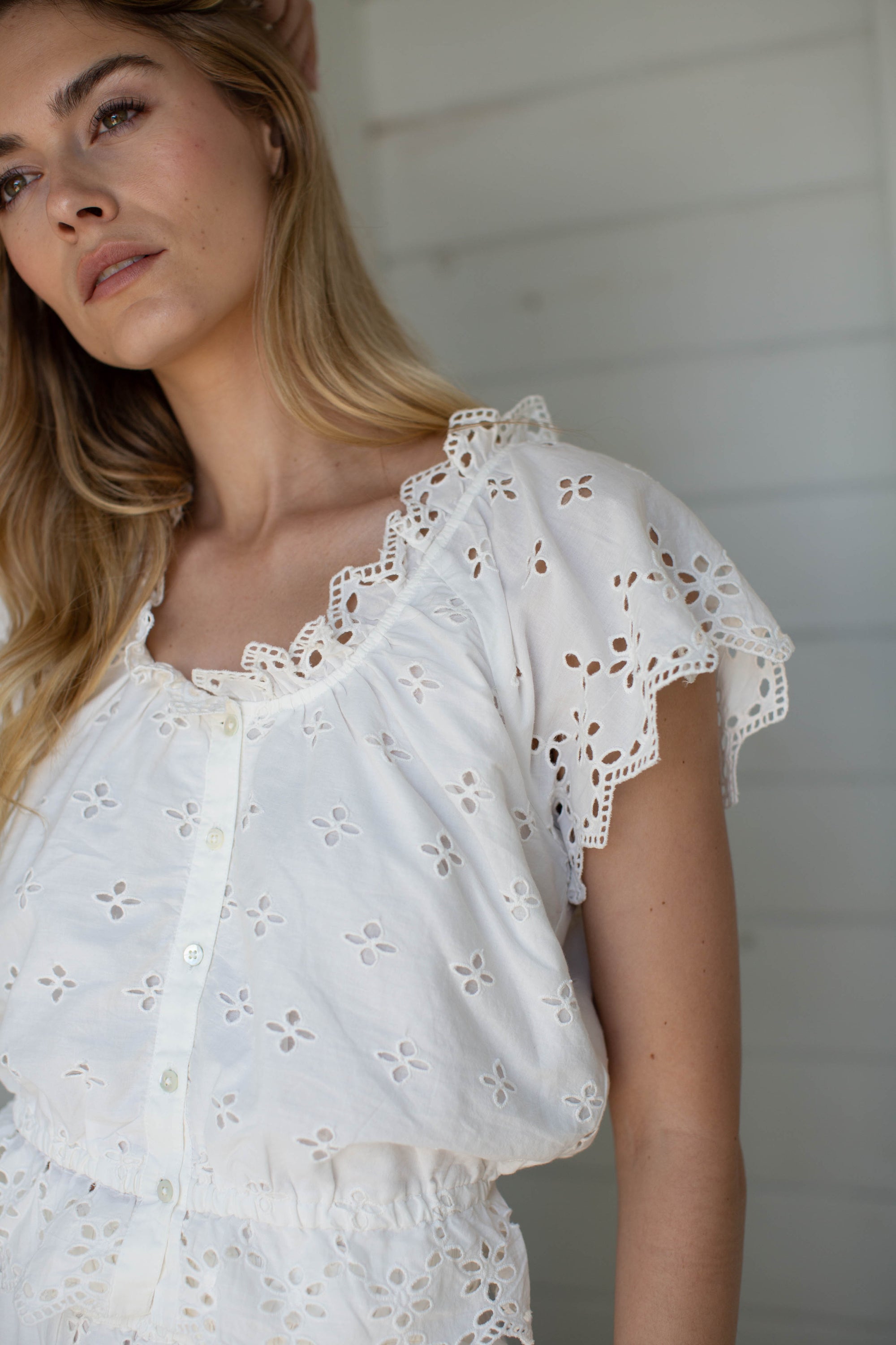 Erin Eyelet Top - White