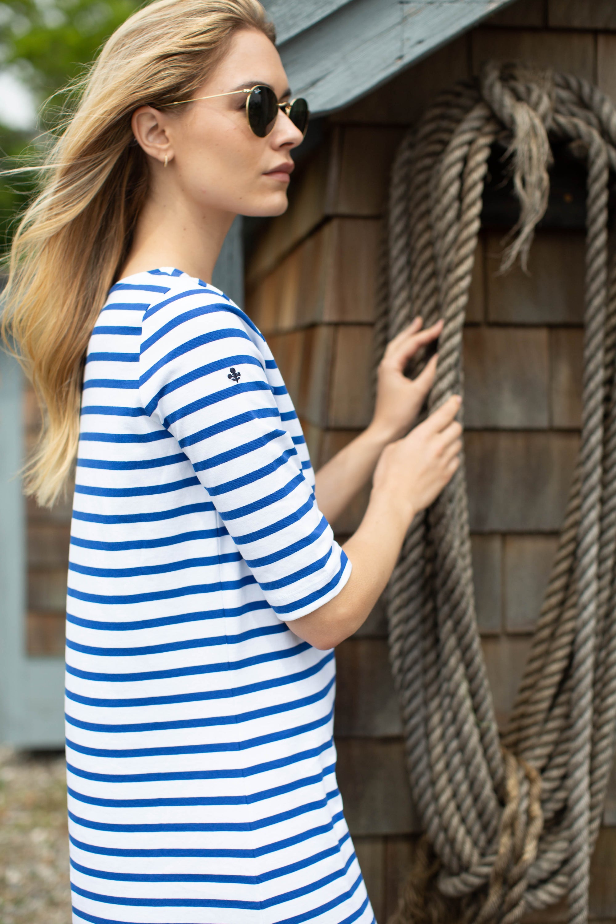 Mariner Tunic Dress - Tidal/White