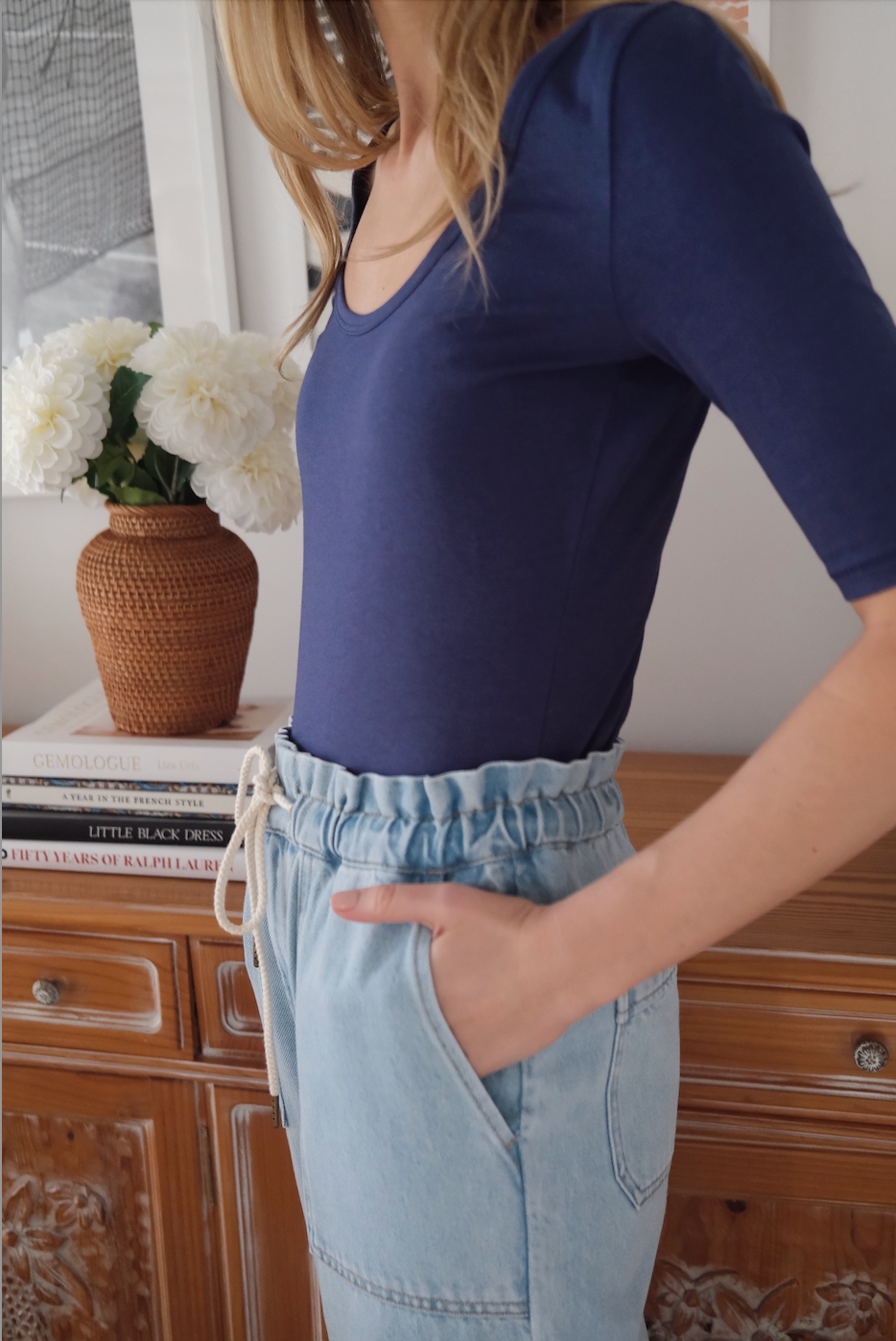 Ballet Scoop Tee - Navy