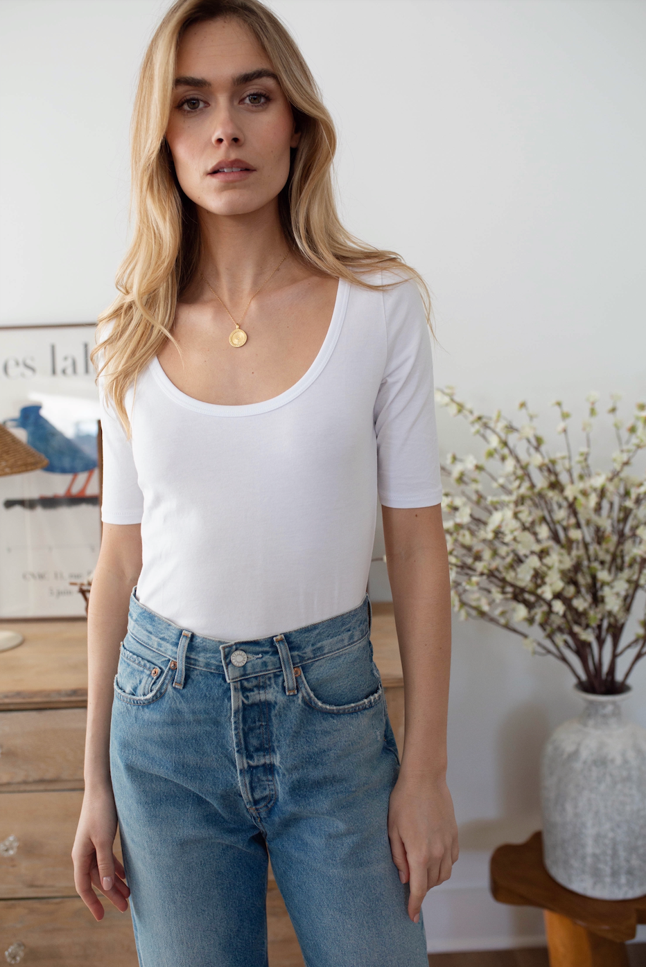 Ballet Scoop Tee - White