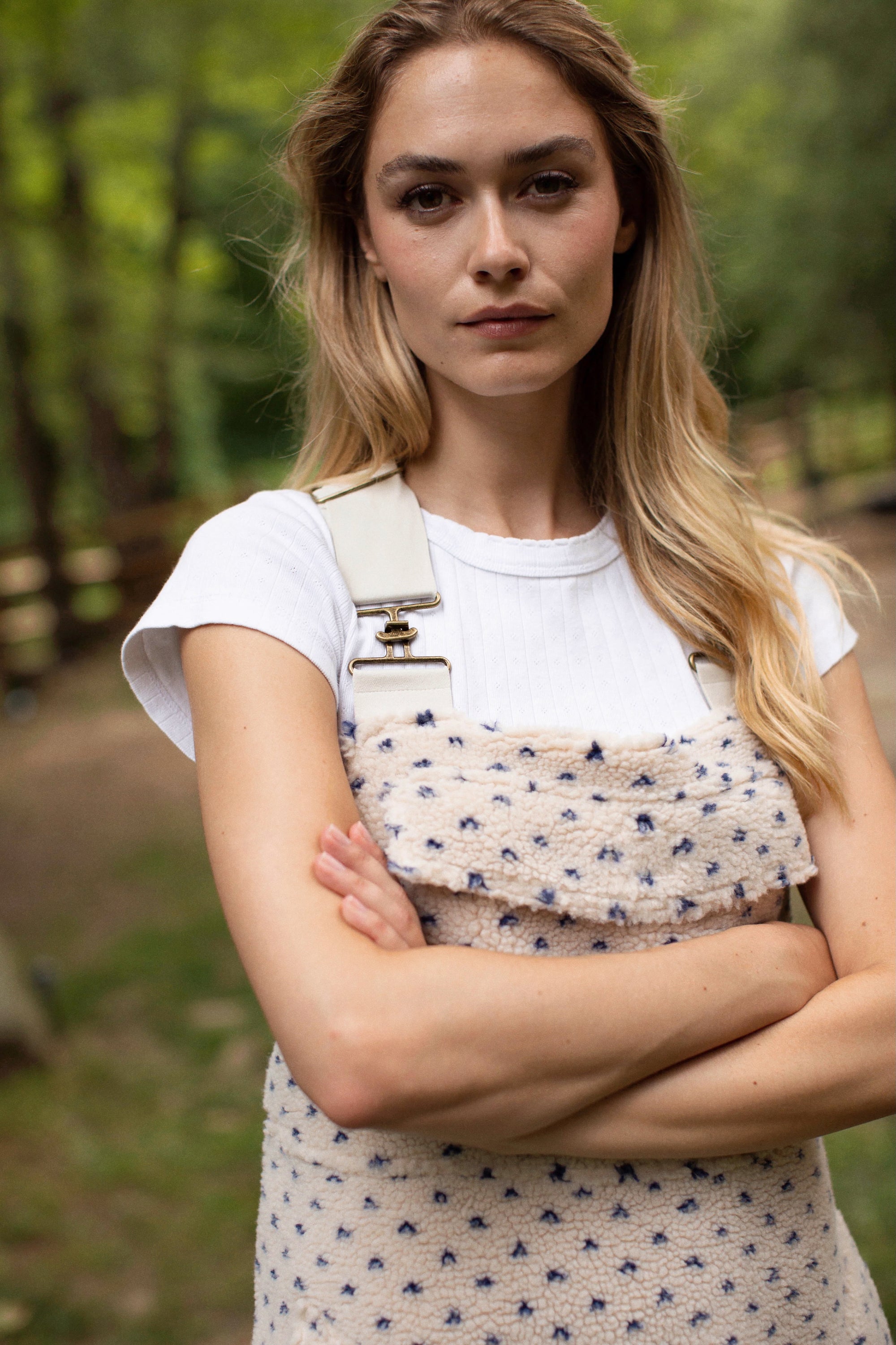 Scout Overalls - Ivory/Blue Birdseye