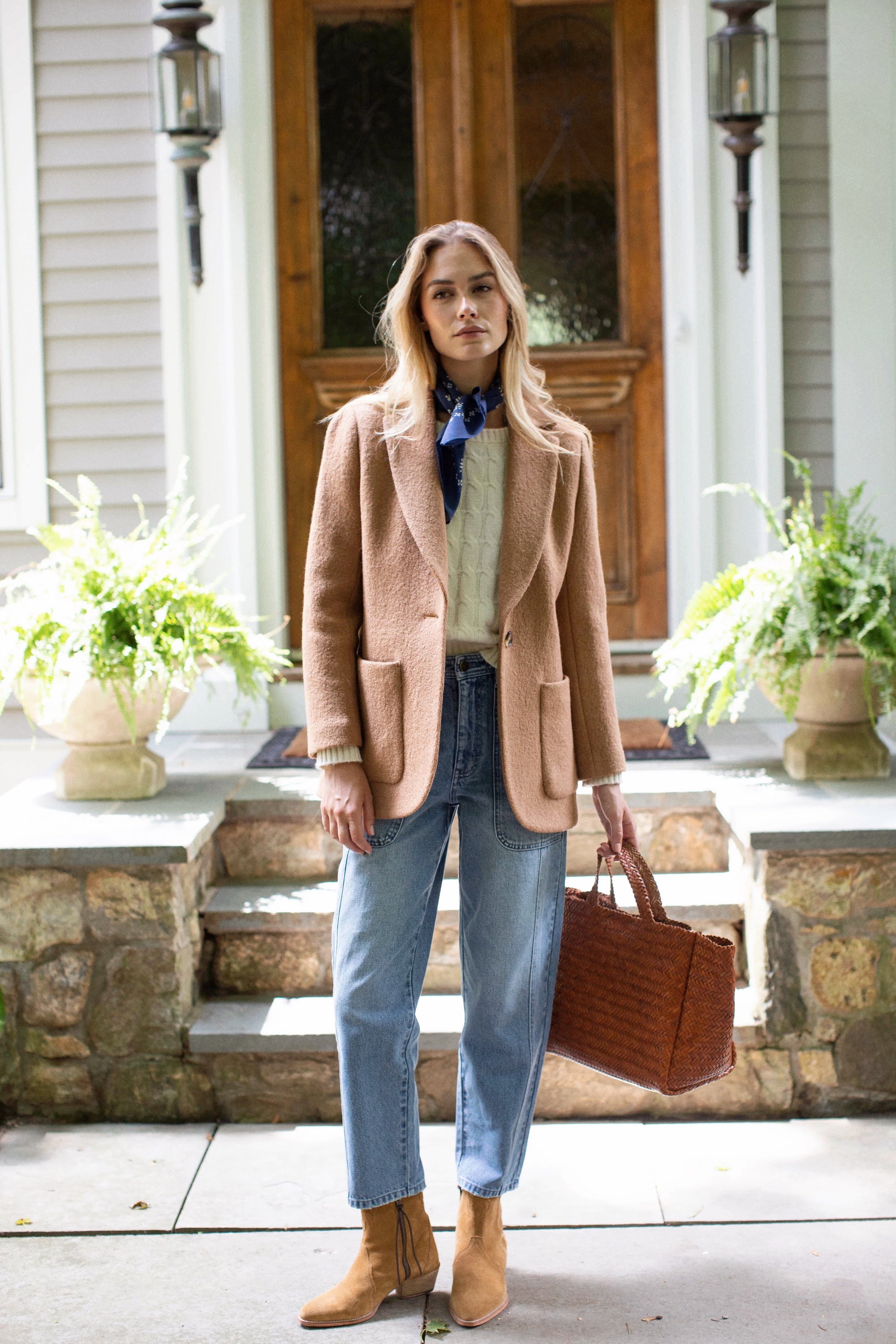 Boiled Wool Blazer - Camel