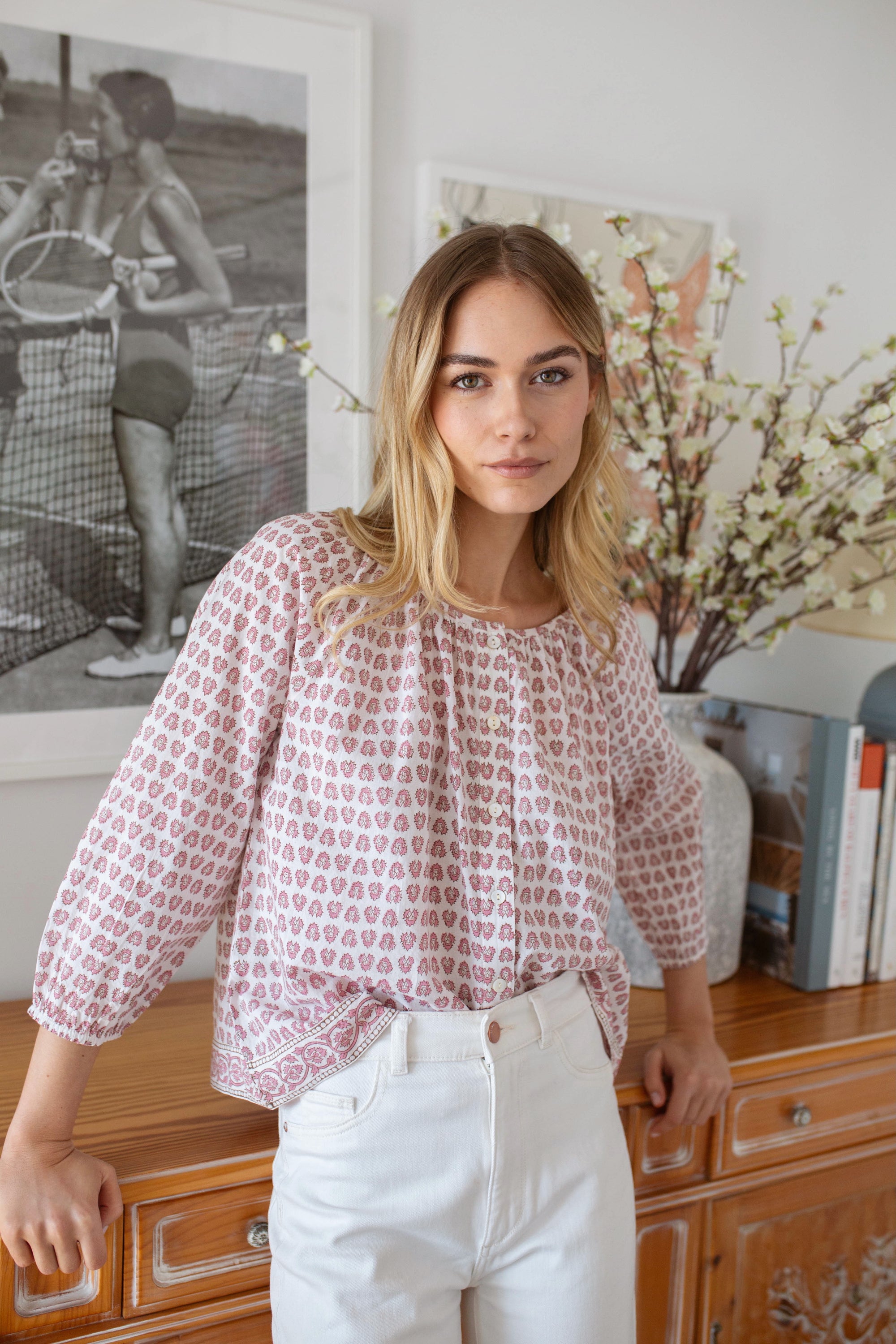 Sophie Top - White Lavender Thistle