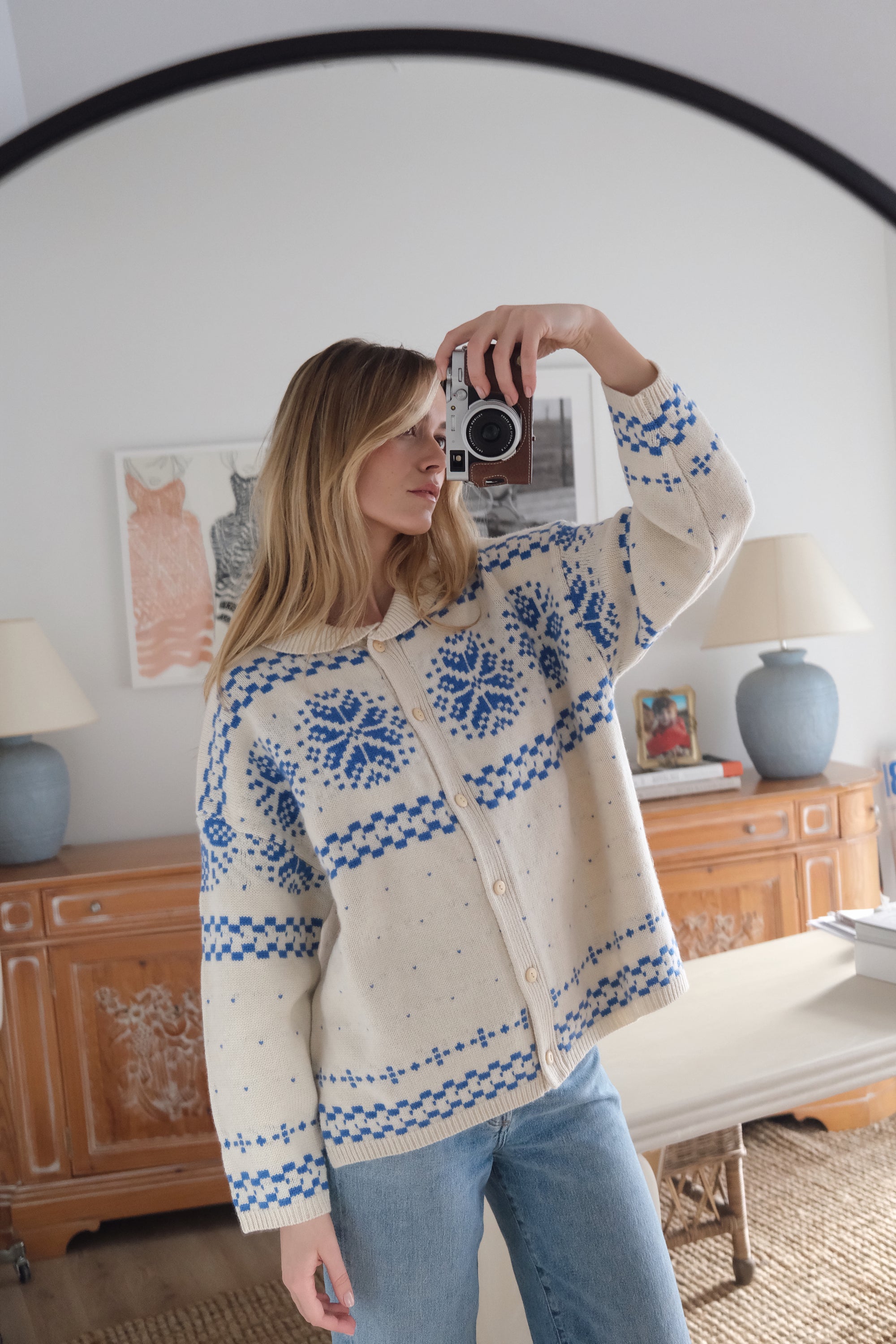 Elin Sweater - Blue/Ivory