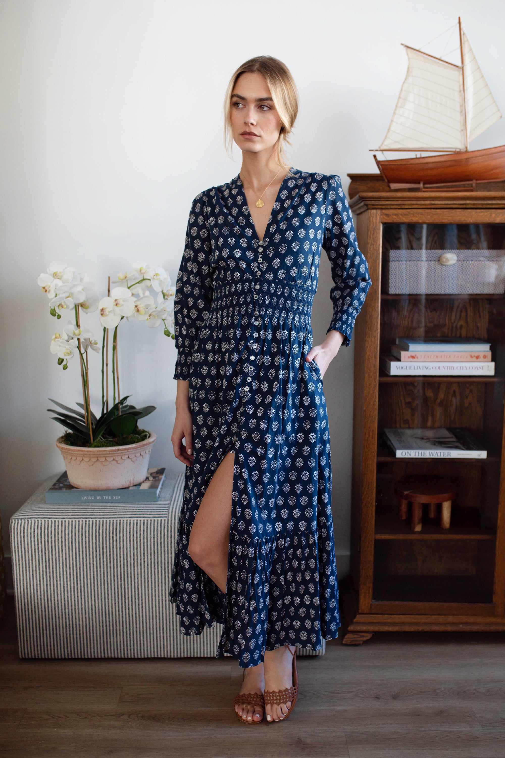 Francesca Dress - Navy Mini Meadow