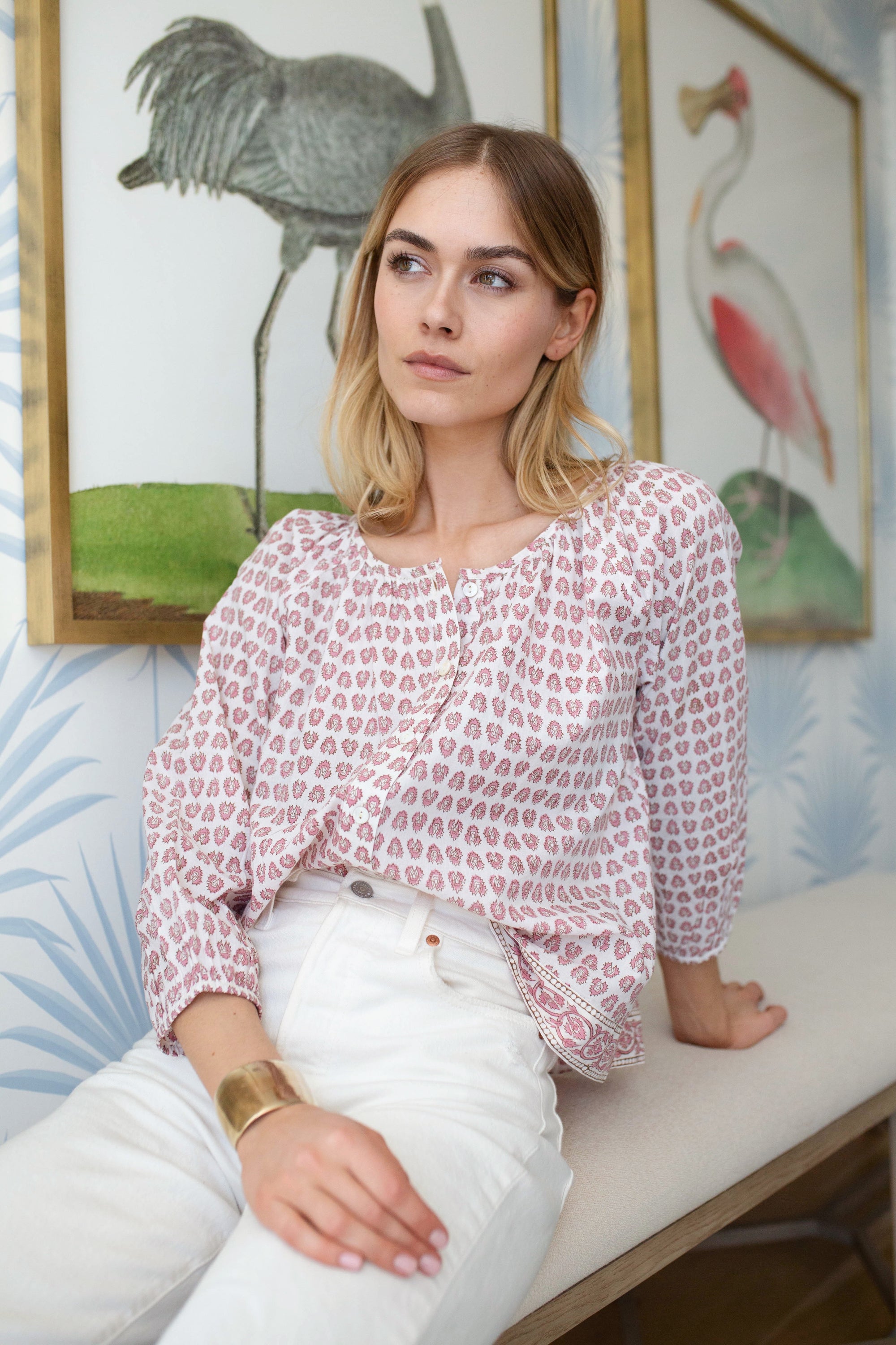 Sophie Top - White Lavender Thistle