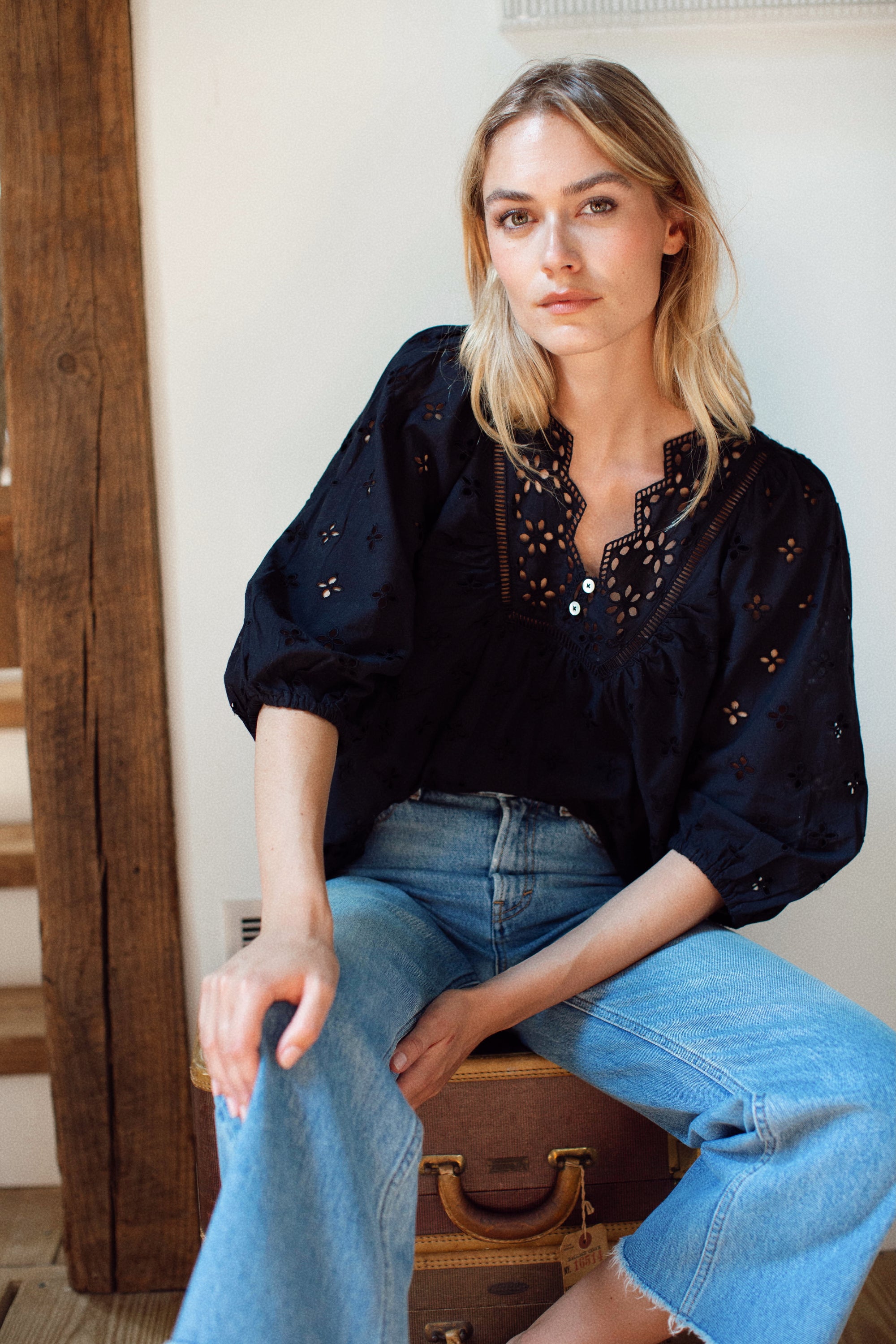 Eloise Top - Black Eyelet