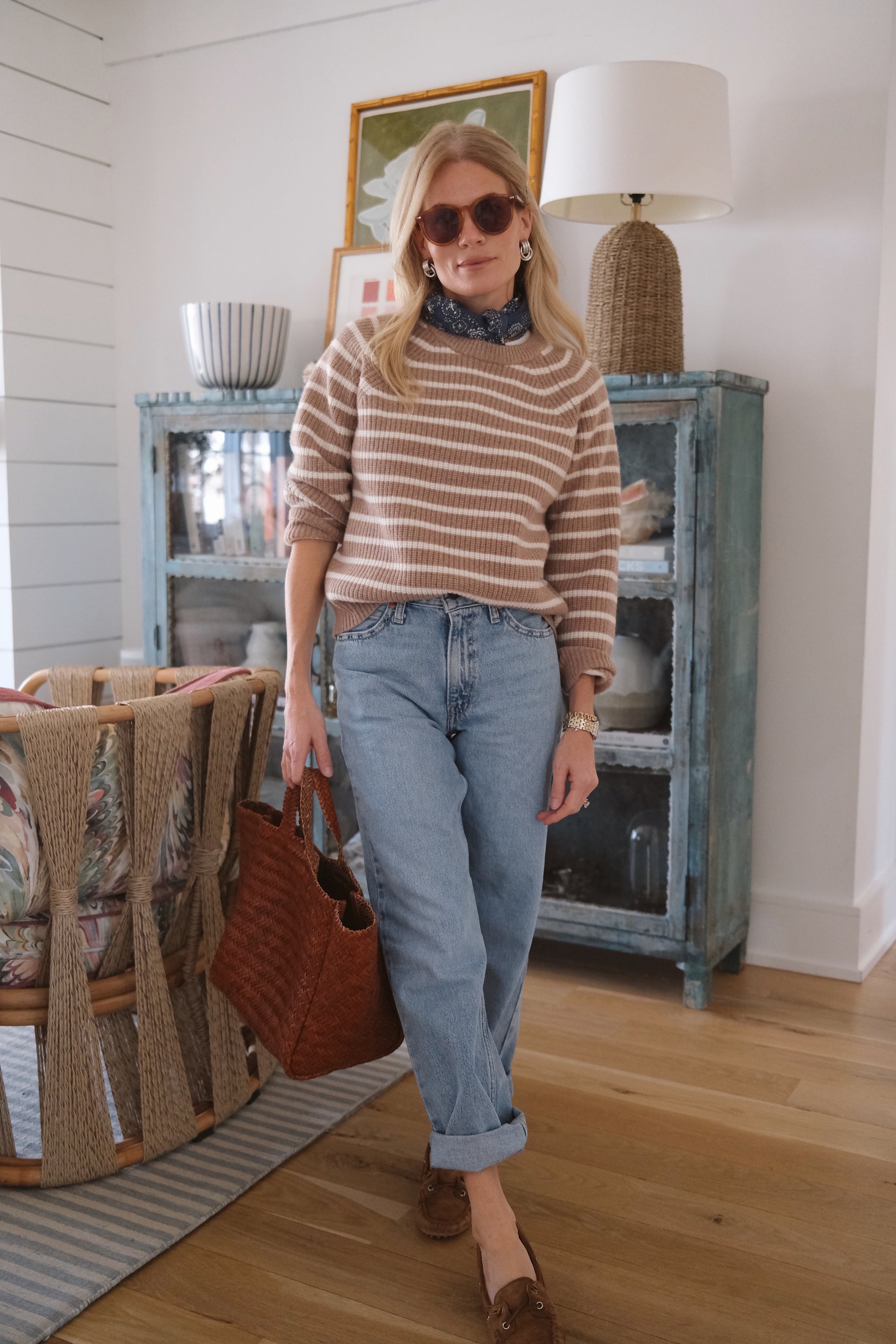 Marea Sweater - Camel Ivory Stripe