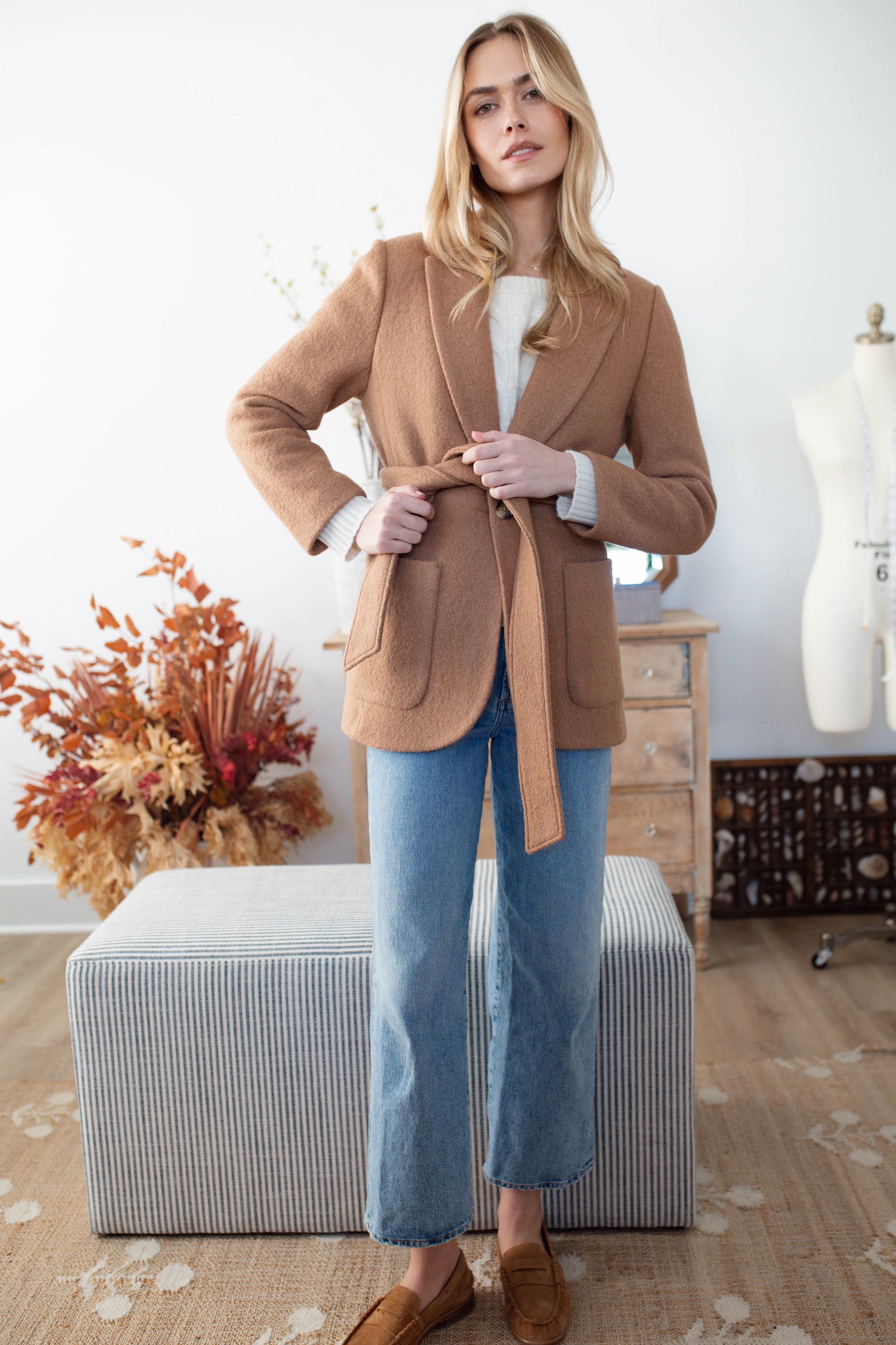 Boiled Wool Blazer - Camel