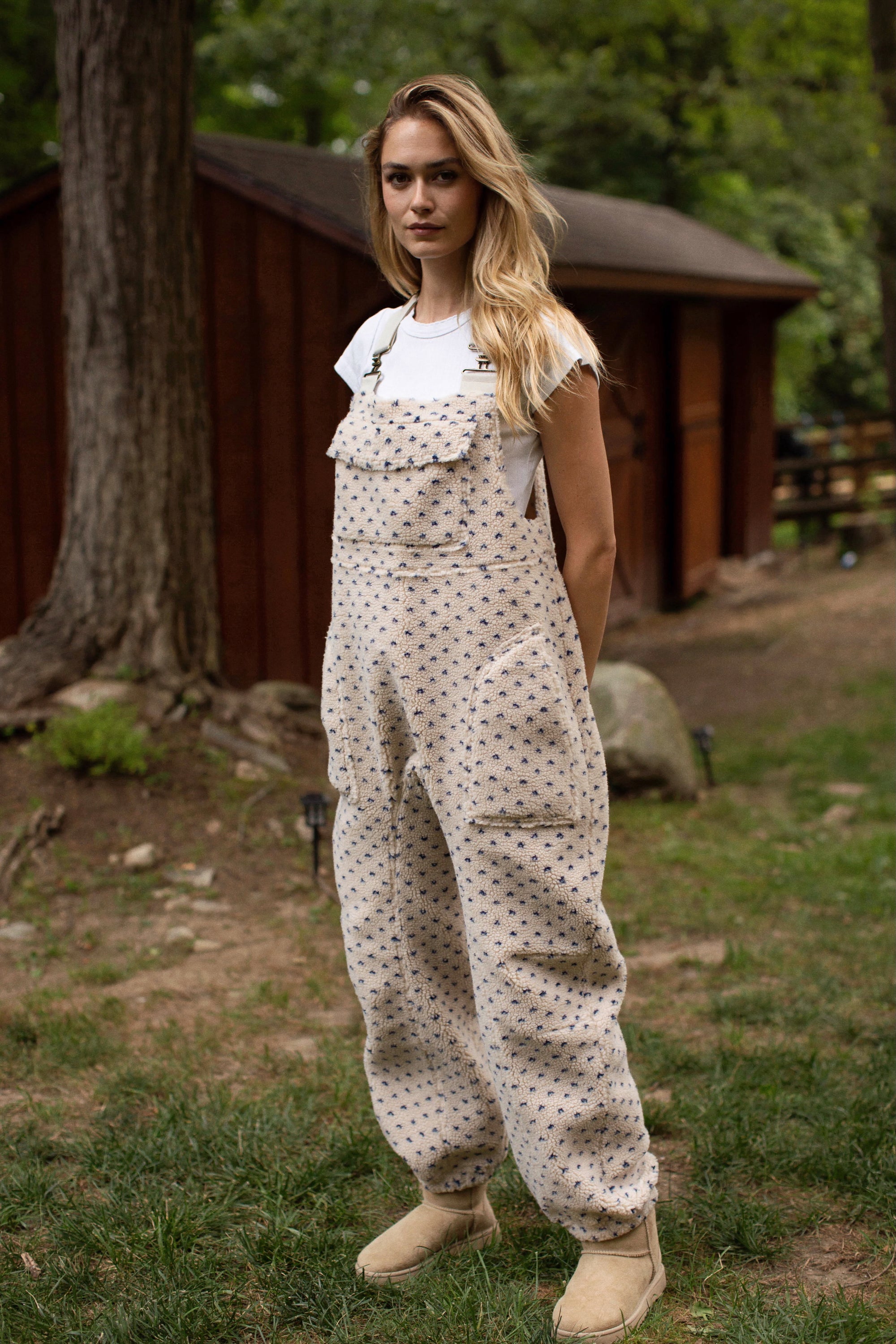 Scout Overalls - Ivory/Blue Birdseye