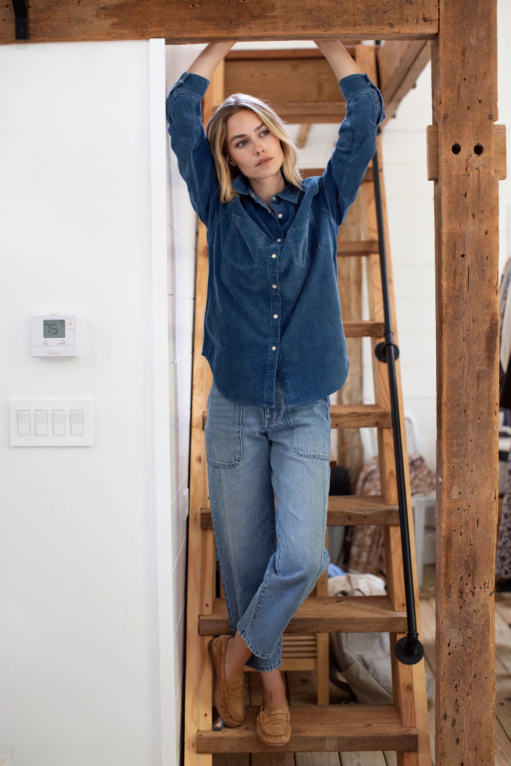 Western Shirt - Indigo Corduroy