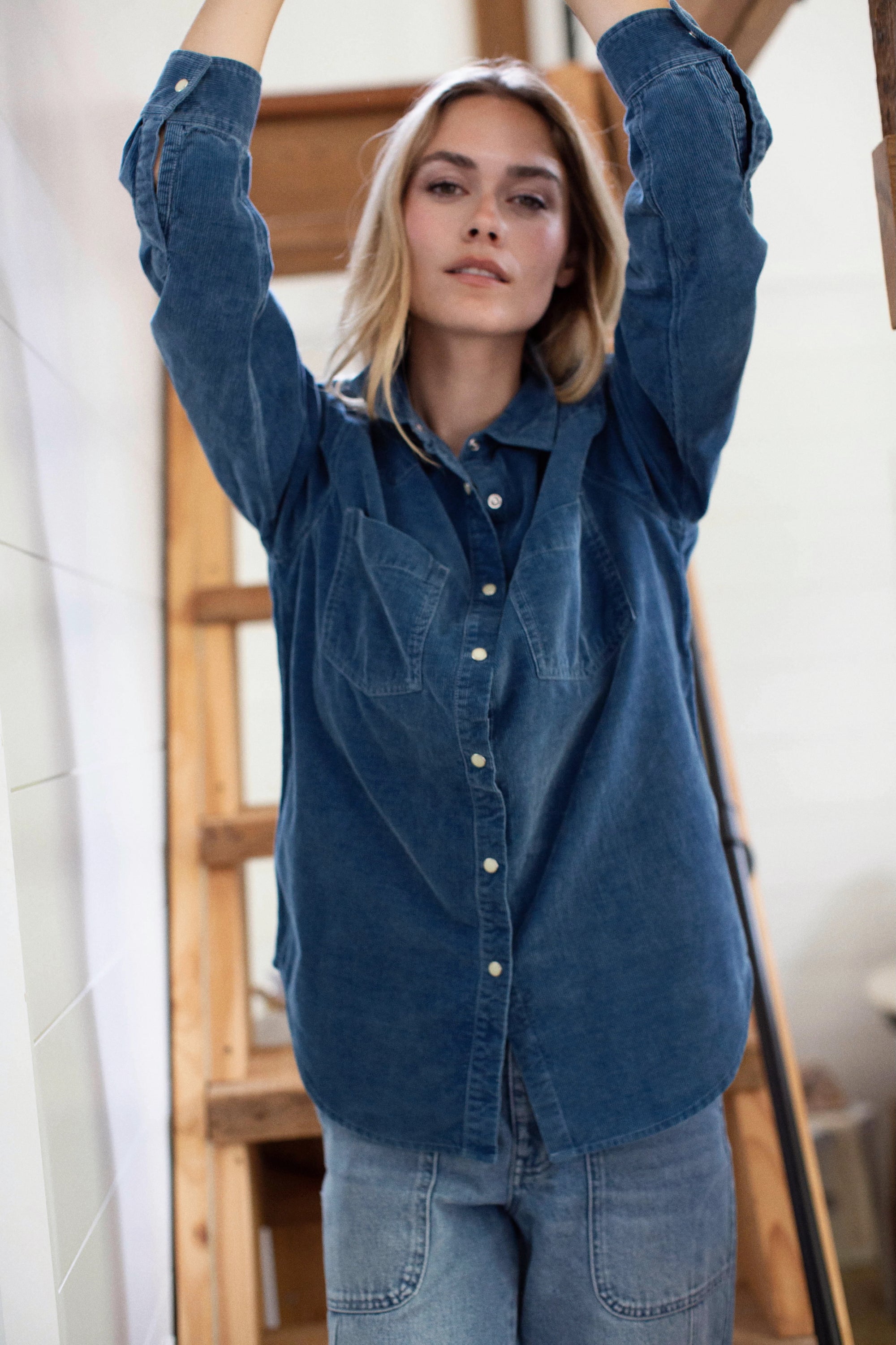 Western Shirt - Indigo Corduroy