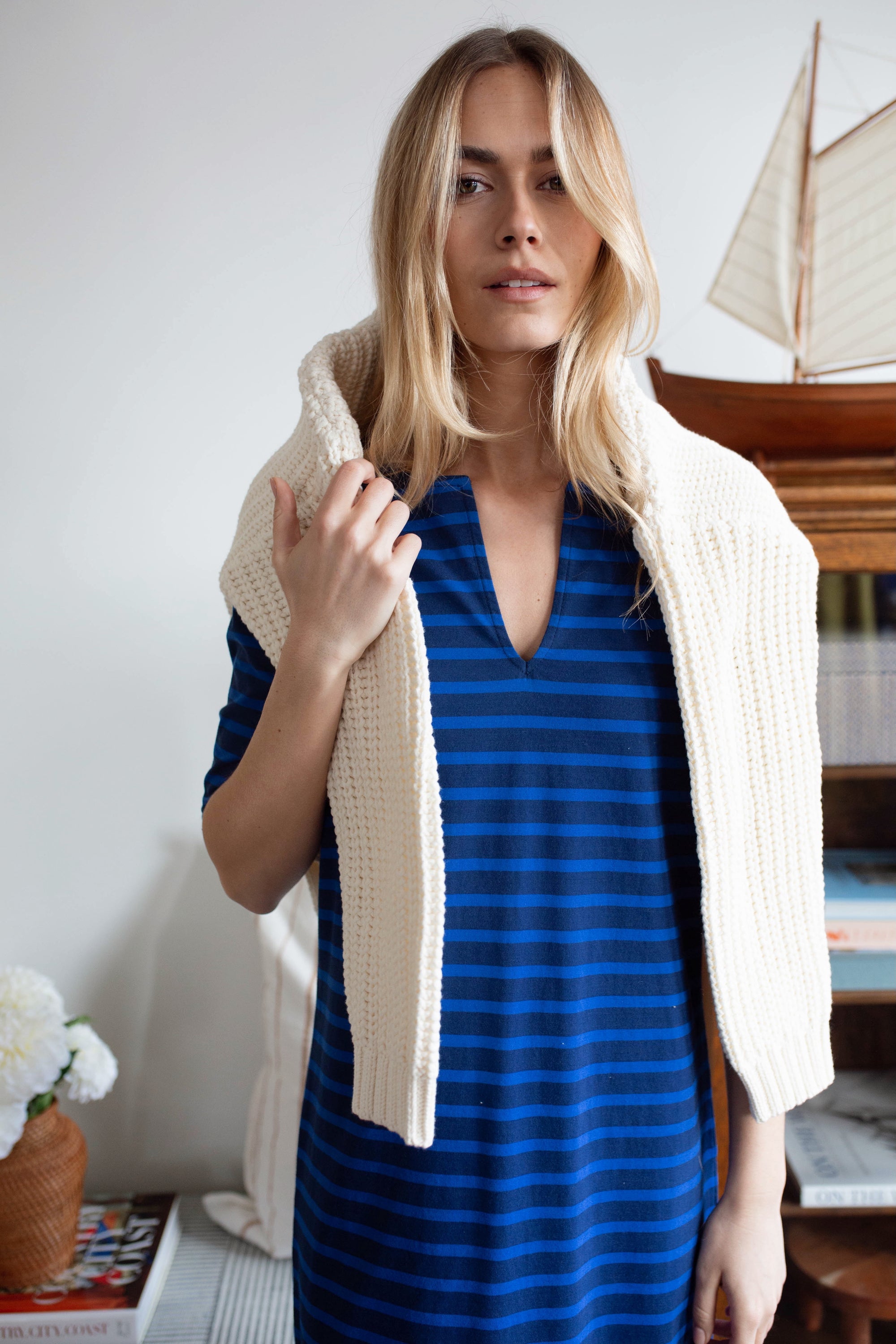 Mariner Tunic Dress - Tidal/Navy