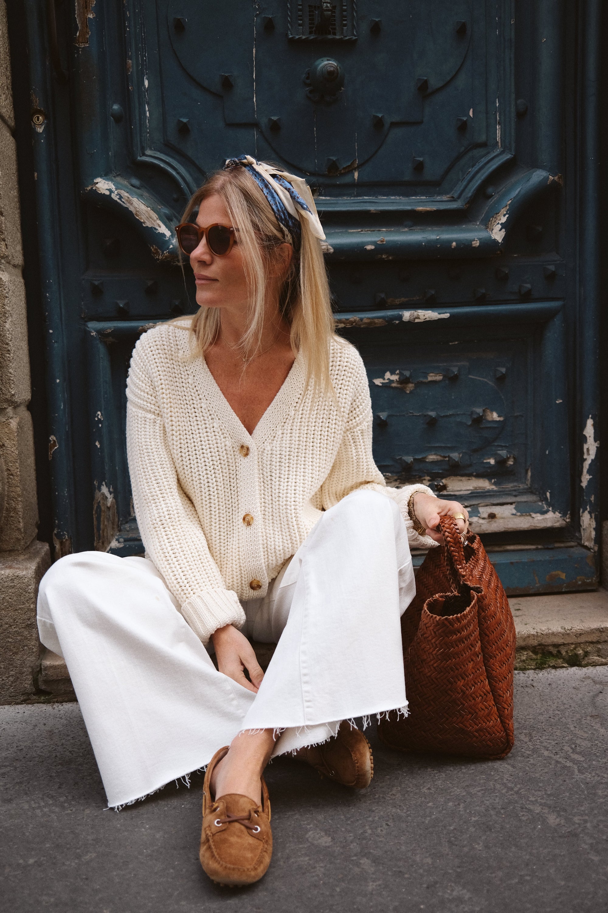 Haddie Large Tote - Brown Woven Leather