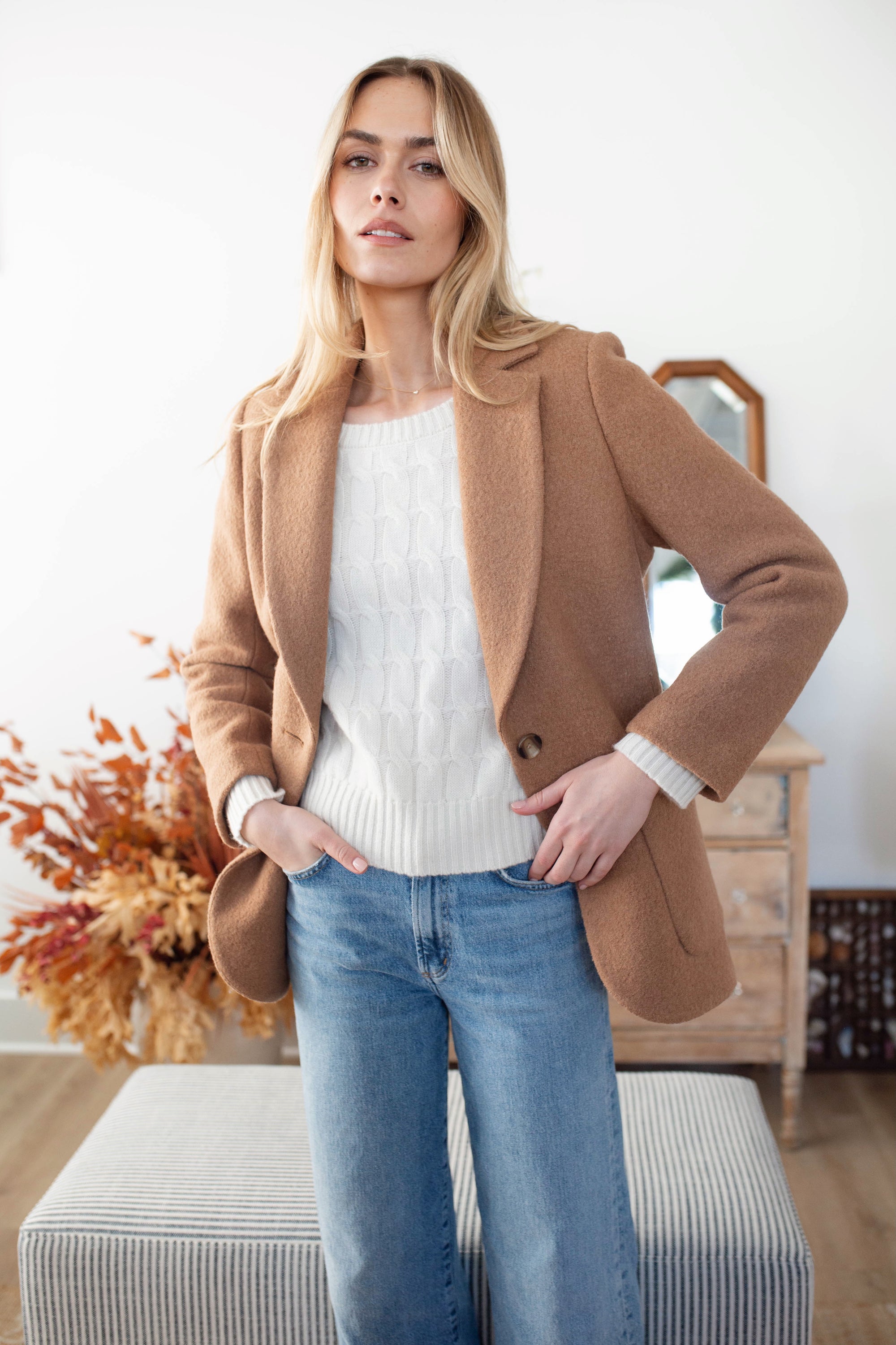 Boiled Wool Blazer - Camel