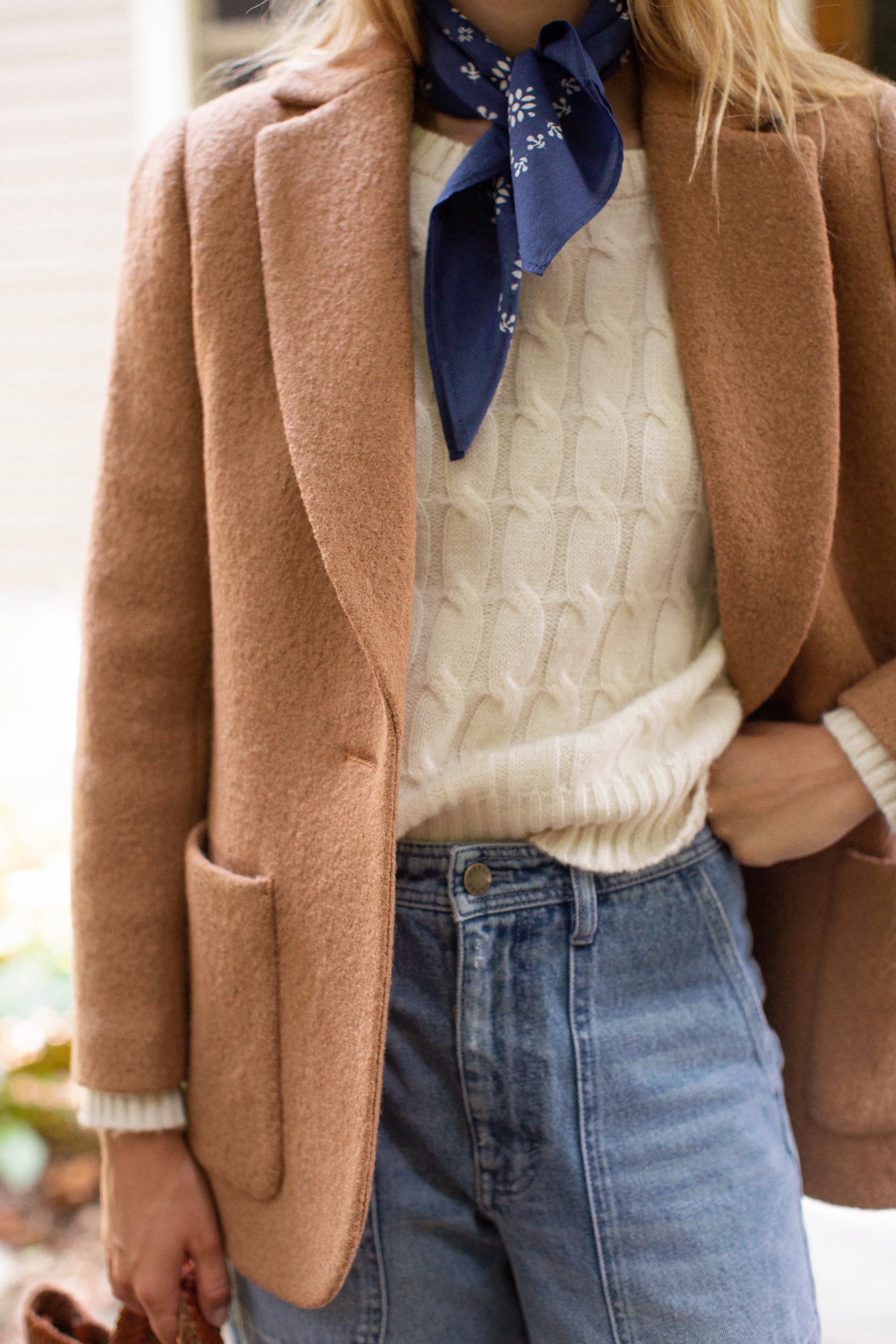 Boiled Wool Blazer - Camel