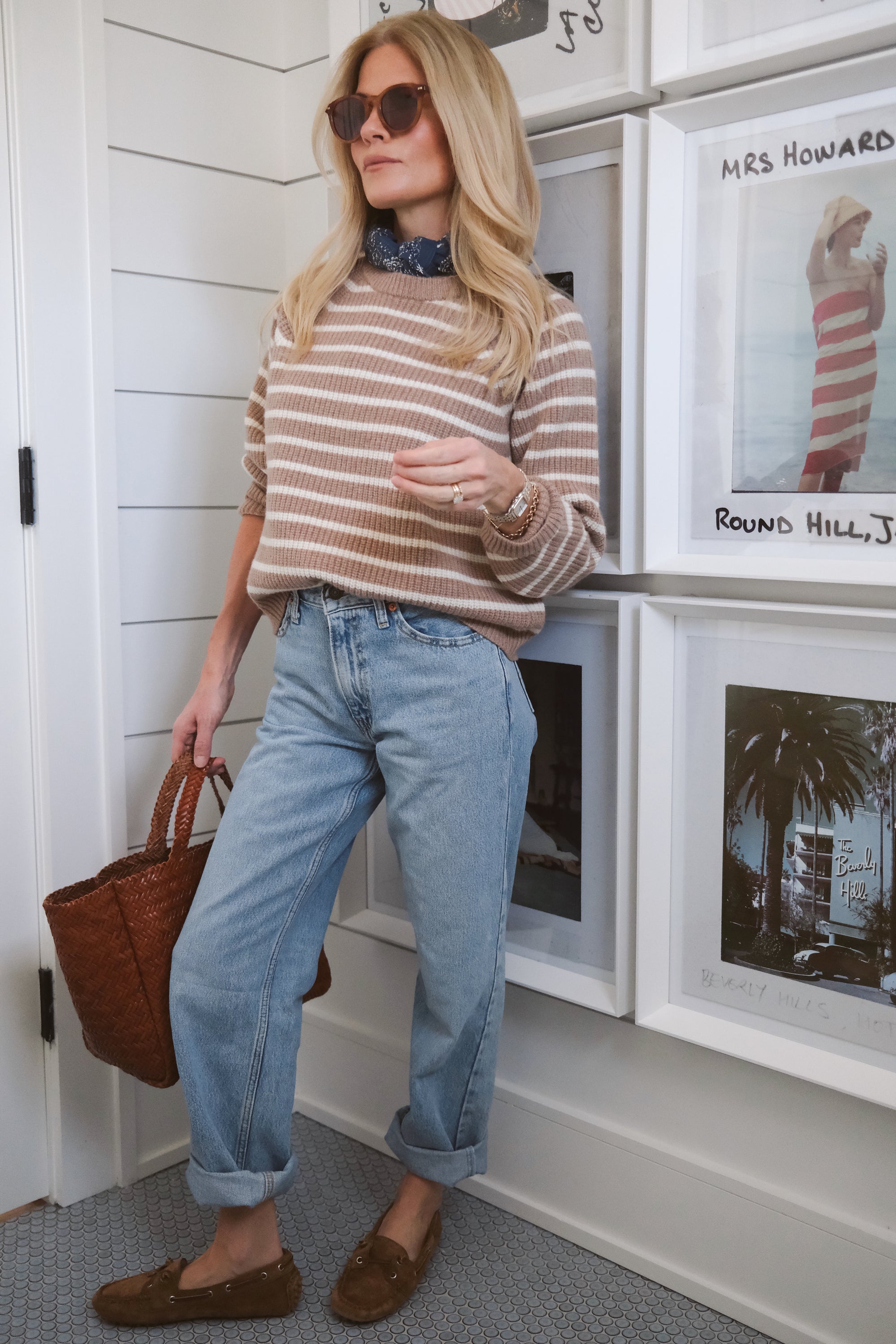 Marea Sweater - Camel Ivory Stripe