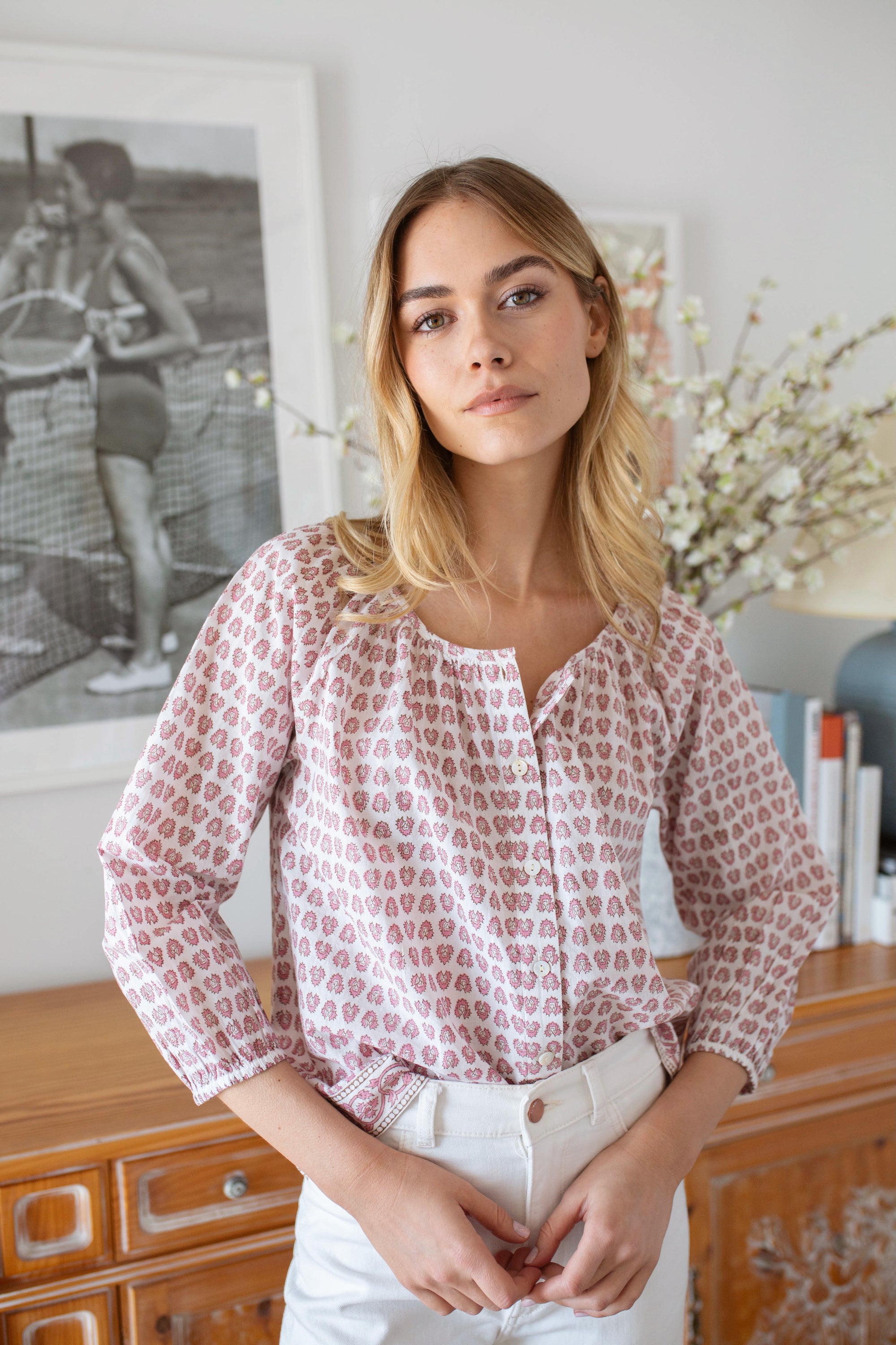 Sophie Top - White Lavender Thistle