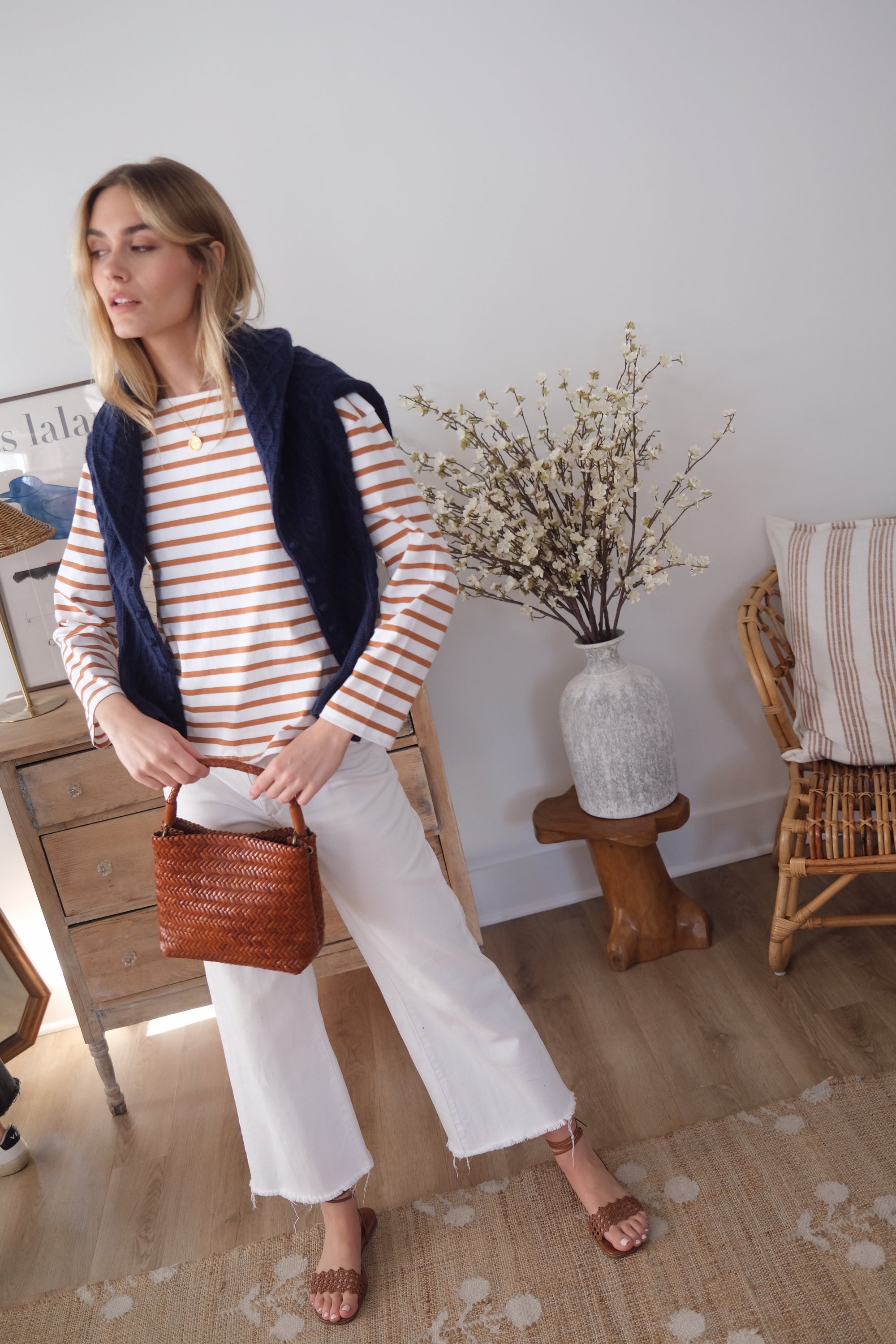 Long Sleeve Mariner - White/Cashew