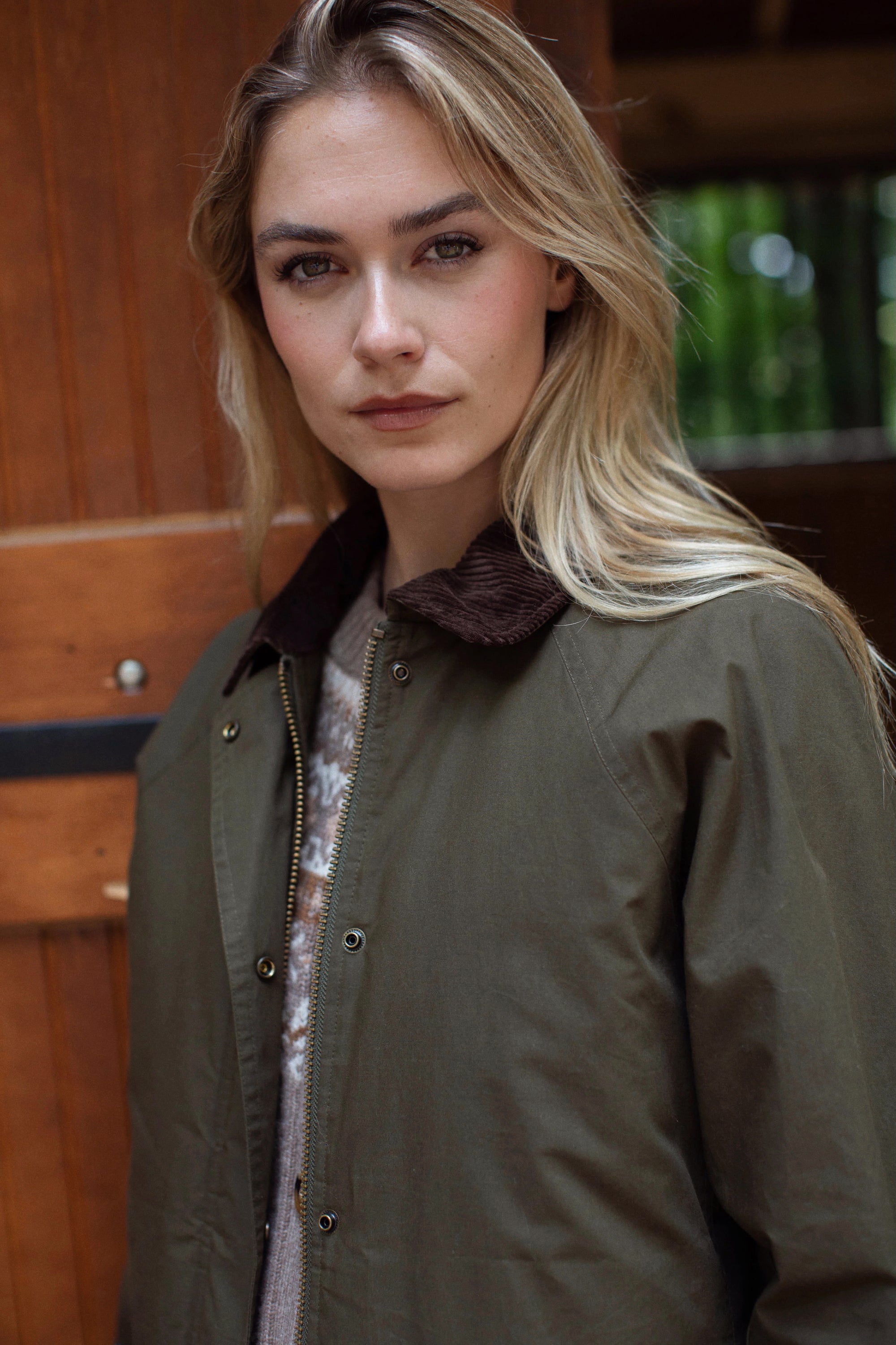 Waxed Barn Jacket - Olive Green