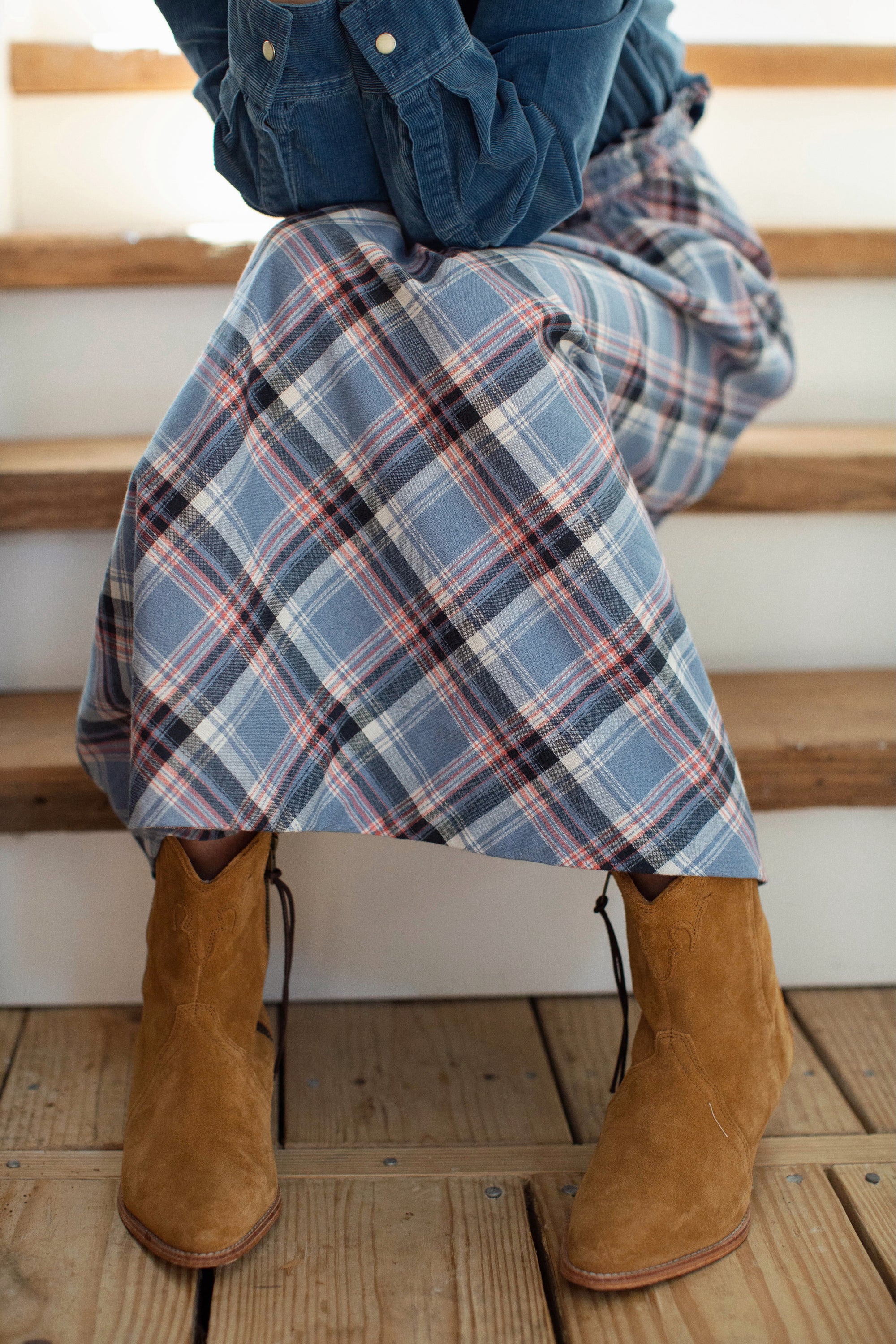 Lydia Skirt - Harbor Blue Check