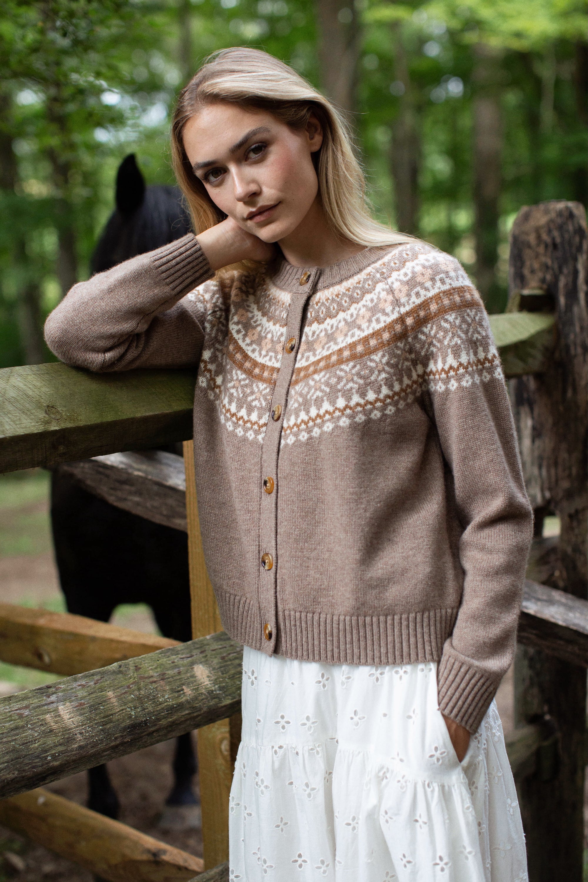 Louise Fair Isle Cardigan - Oatmeal