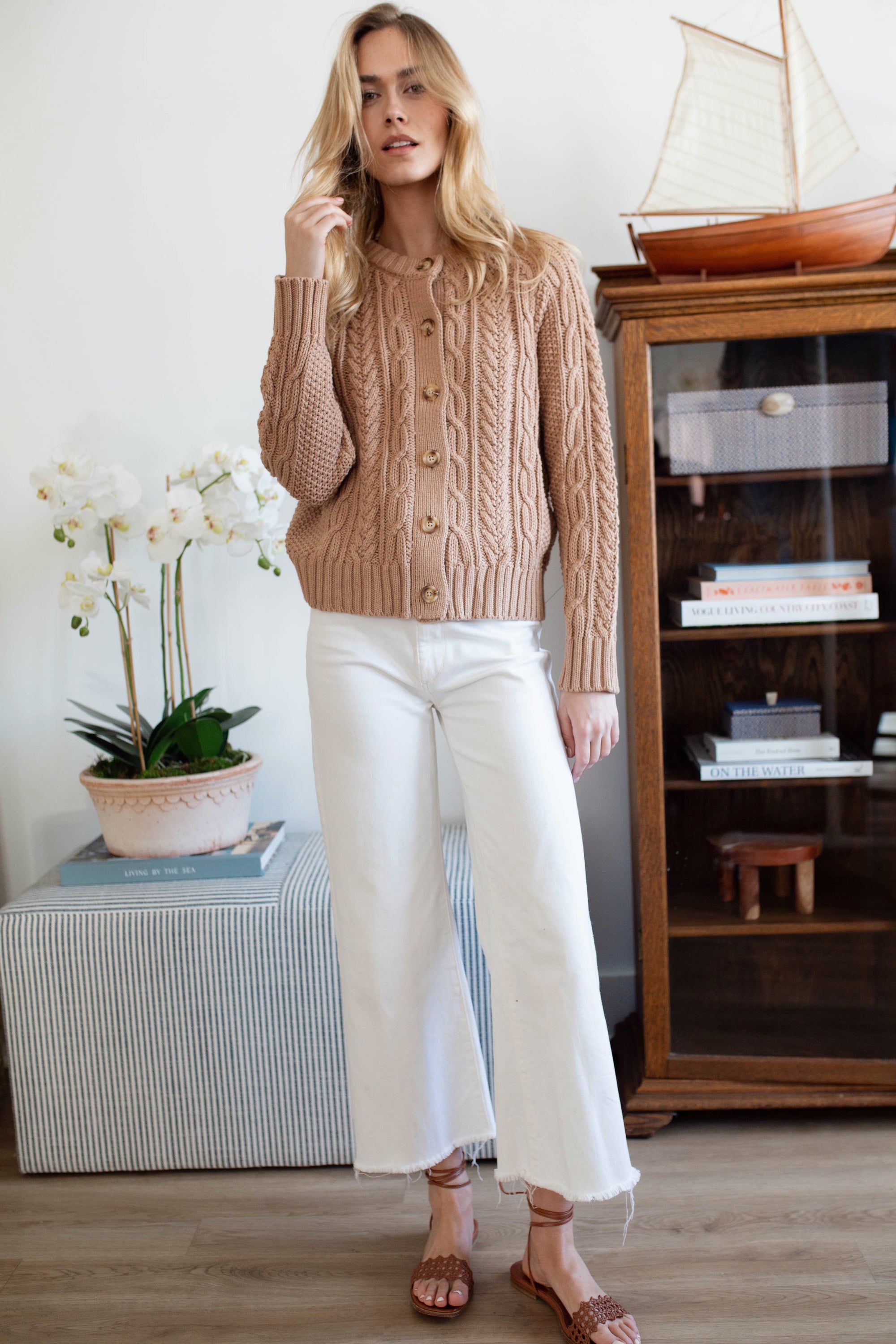 Cable Cardigan - Camel