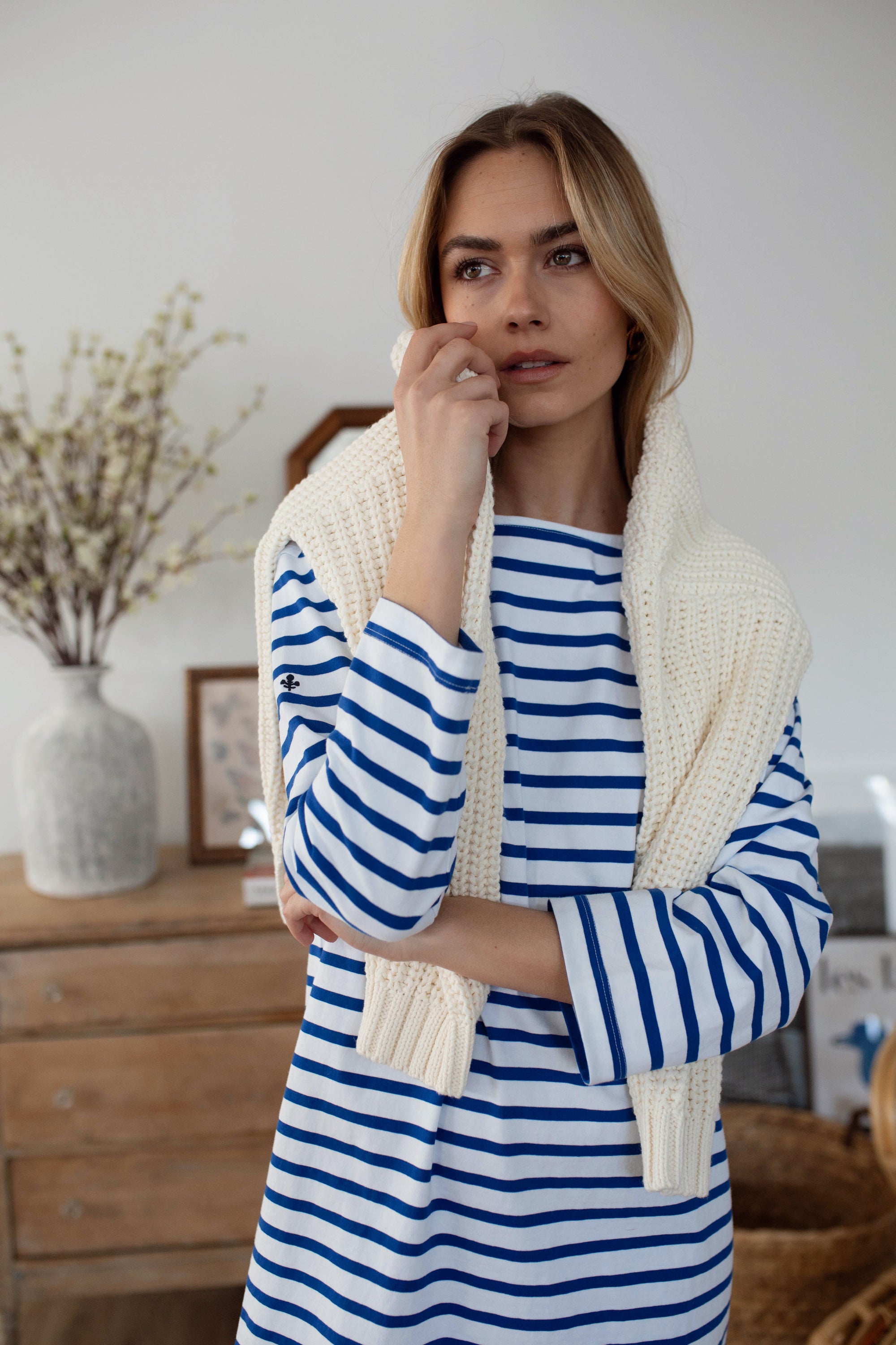 Mariner Dress - Tidal/White