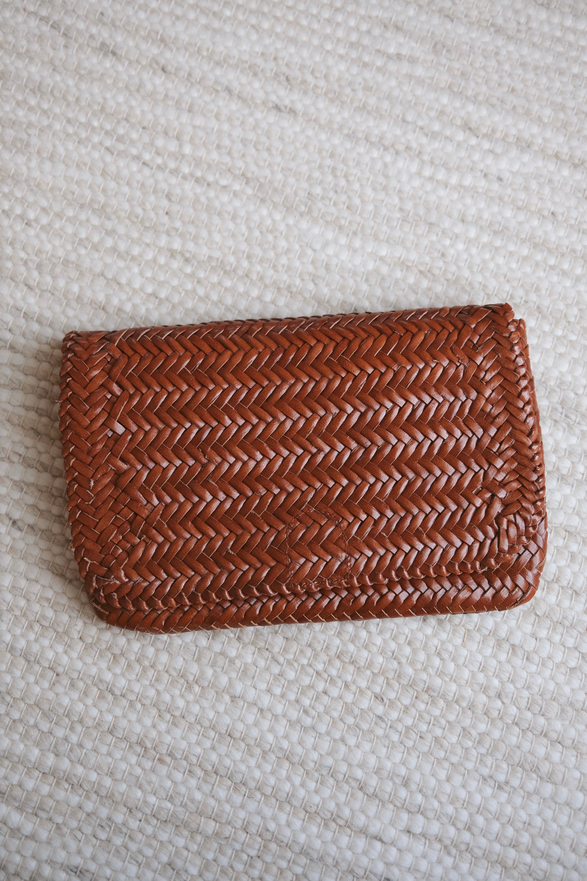 Haddie Clutch - Brown Woven Leather