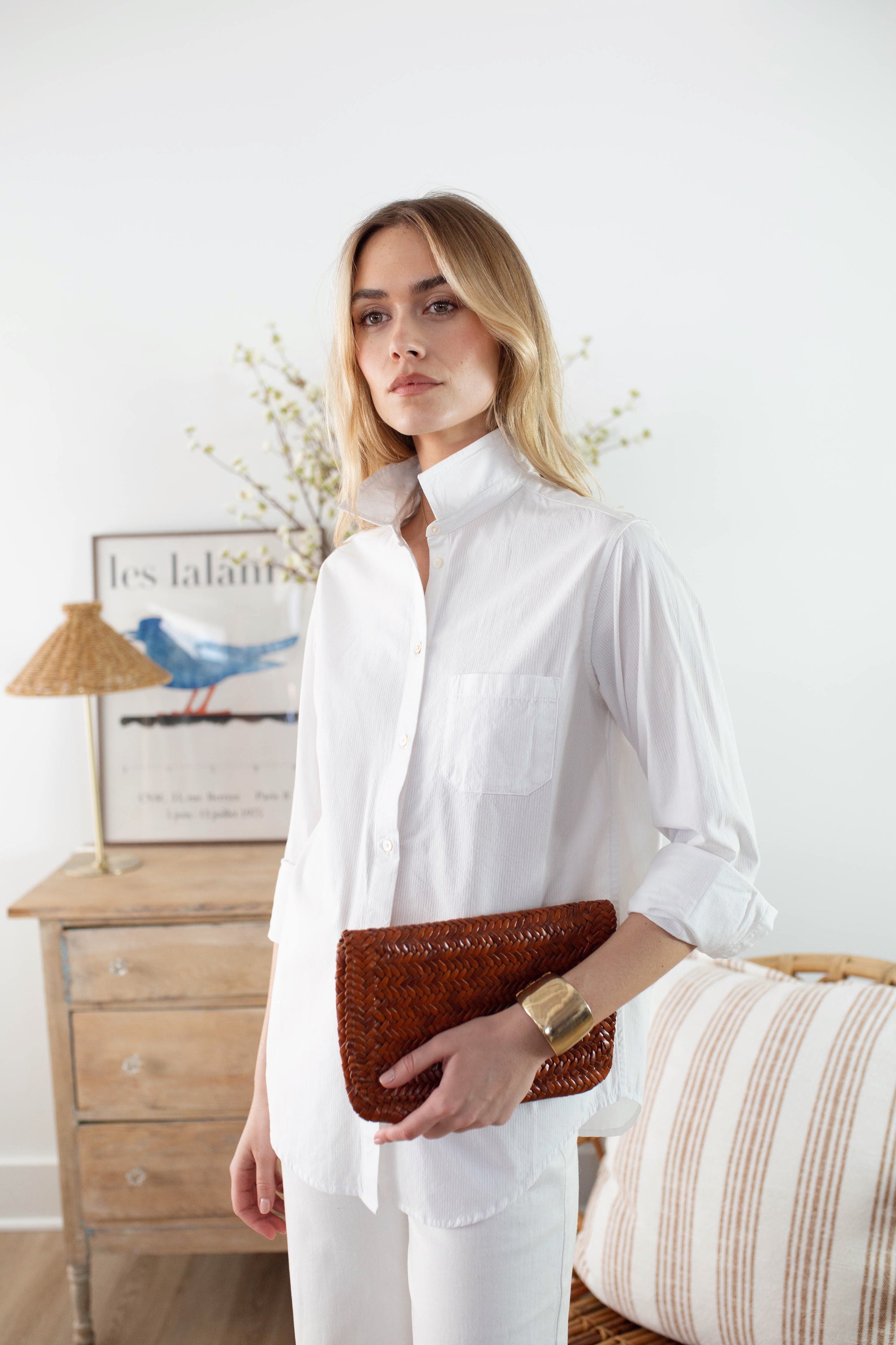 Haddie Clutch - Brown Woven Leather