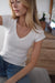 Pointelle V-Neck Tee - White