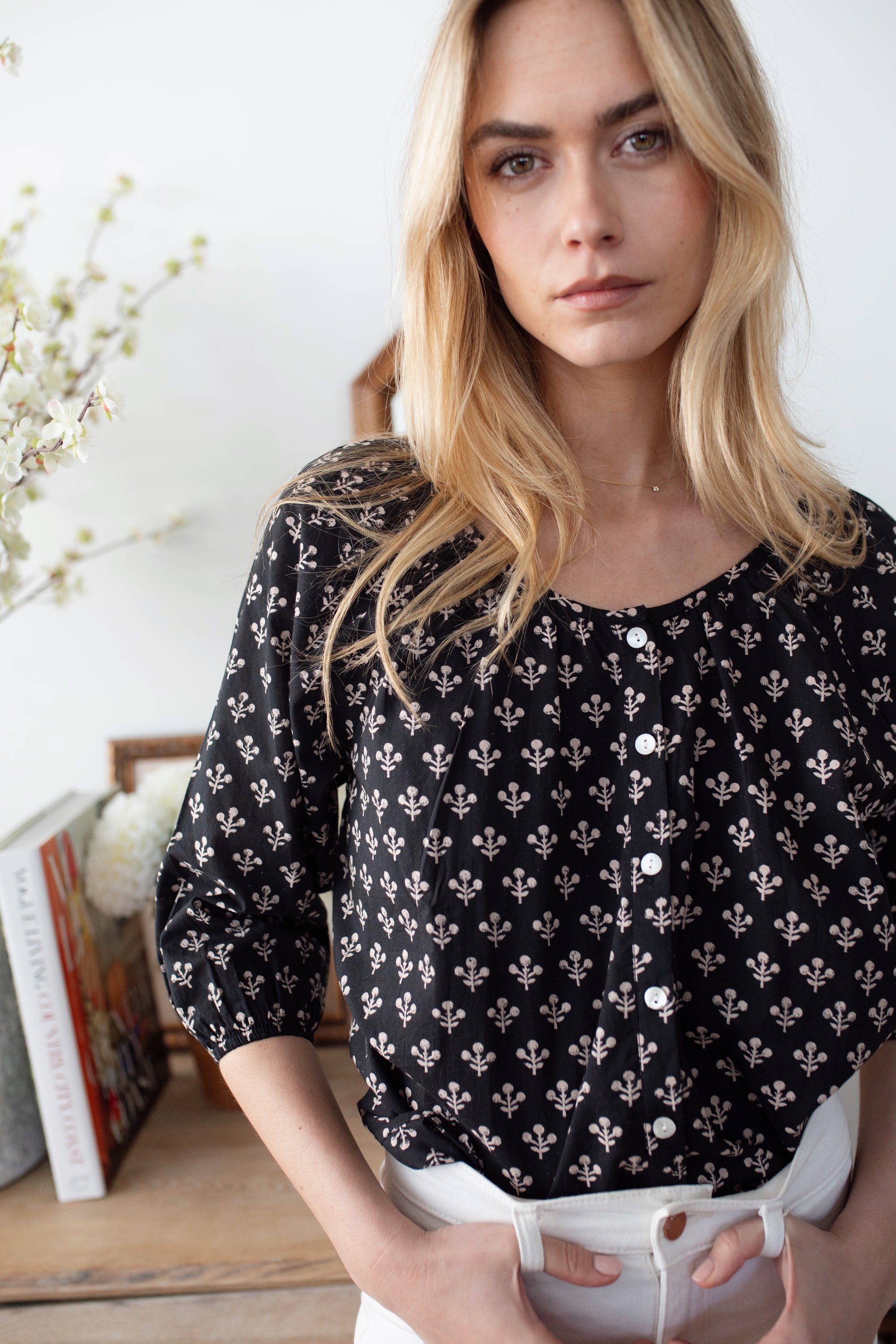 Sophie Top - Black Marea Flower