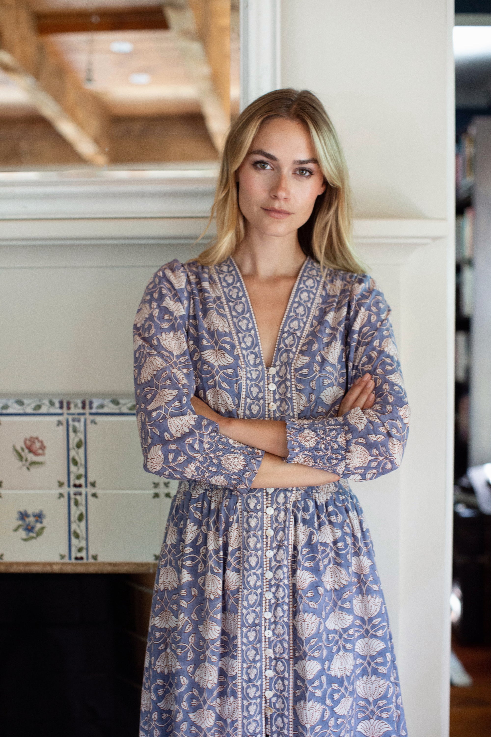 Francesca Dress - Blue Indigo Lotus