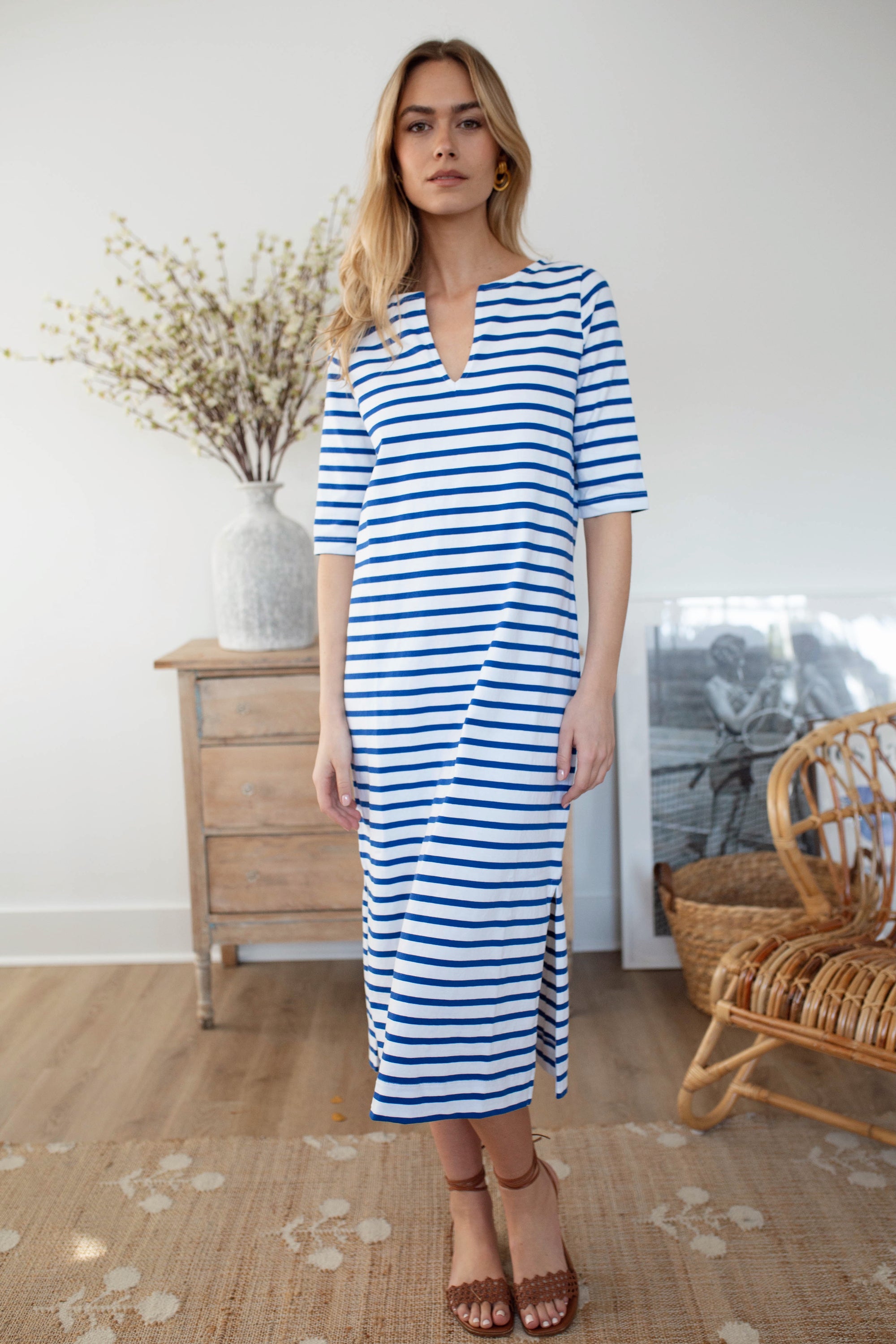 Mariner Tunic Dress - Tidal/White