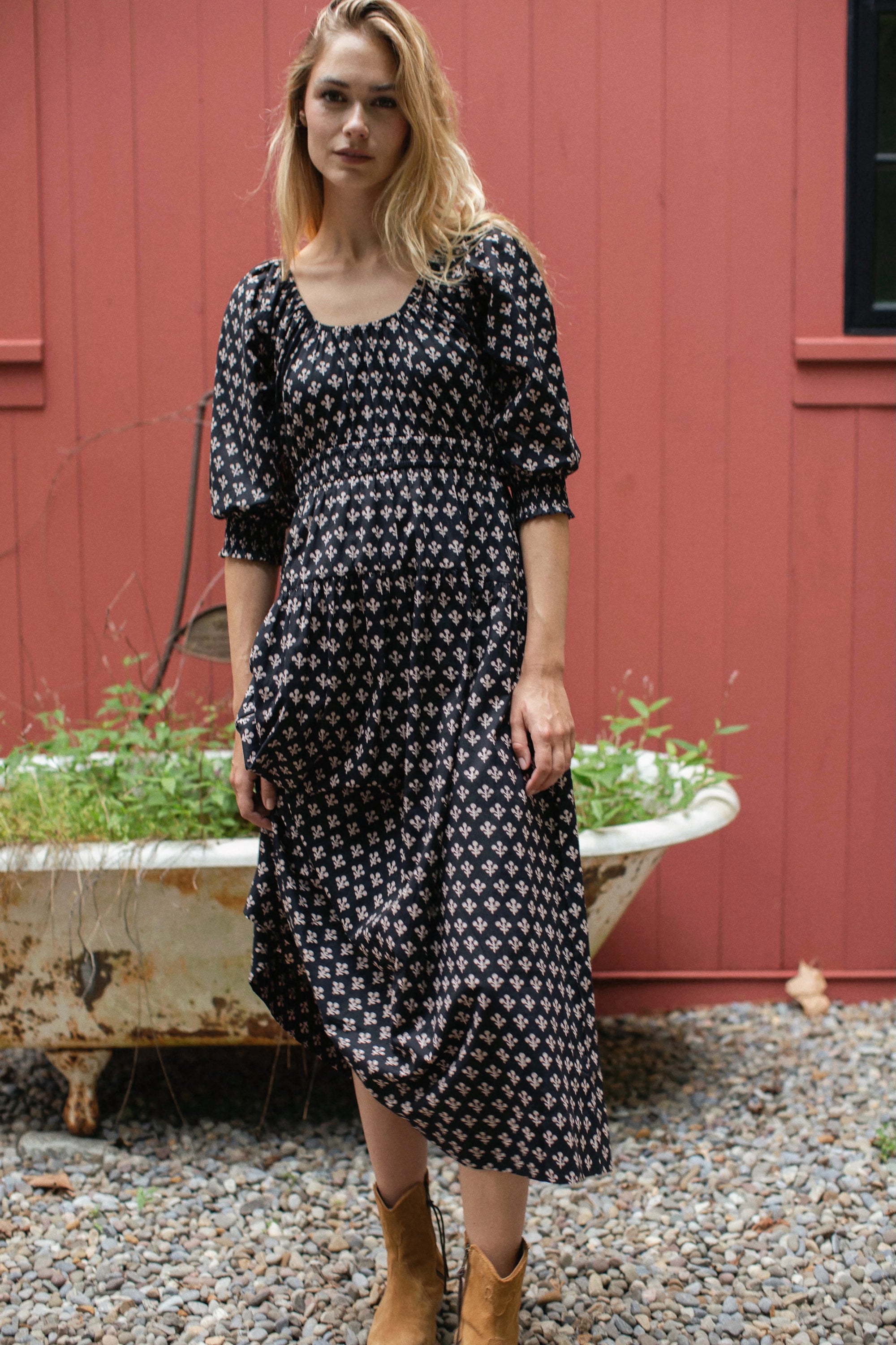 Abby Dress - Black Marea Flower