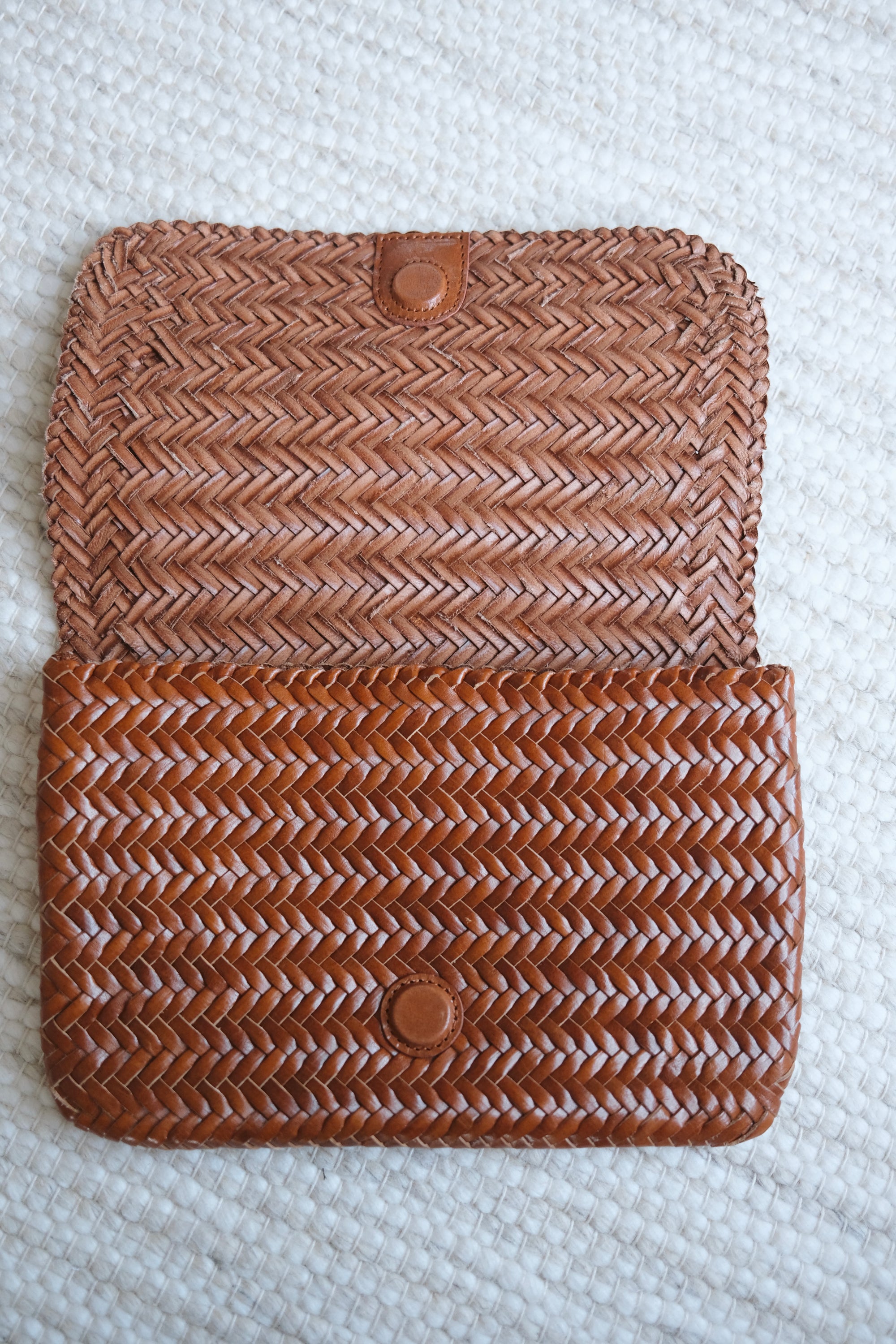 Haddie Clutch - Brown Woven Leather