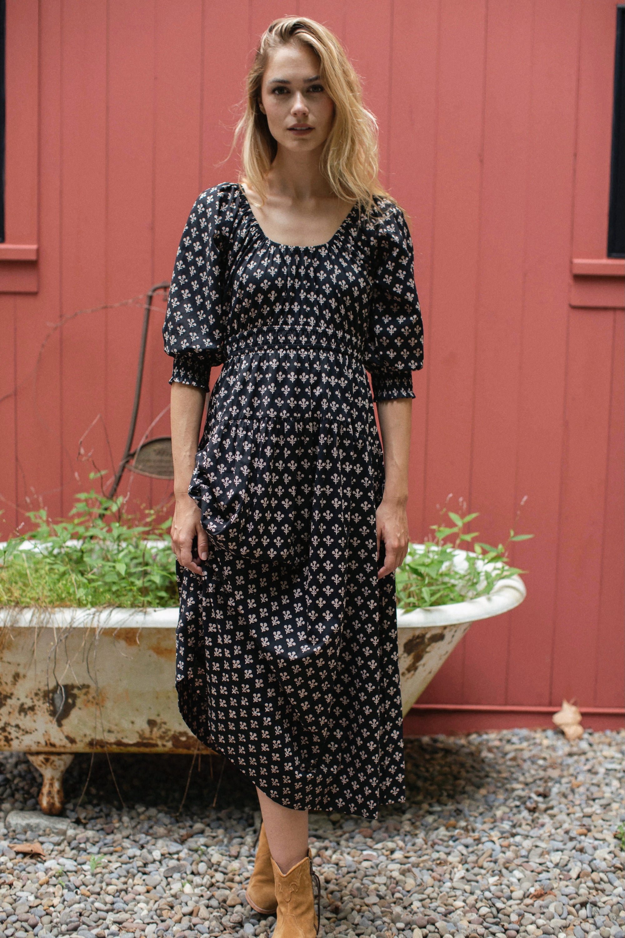 Abby Dress - Black Marea Flower