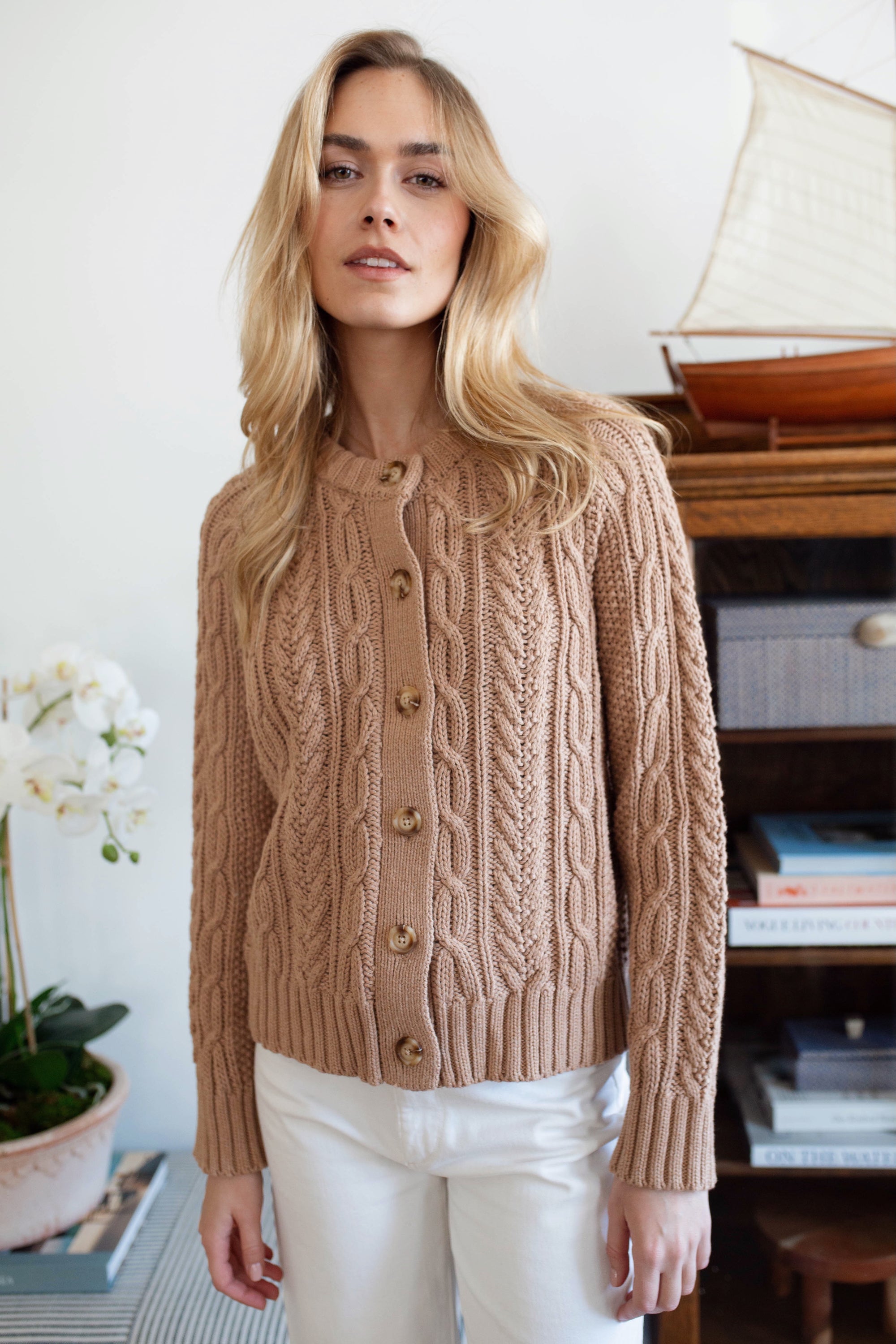 Cable Cardigan - Camel
