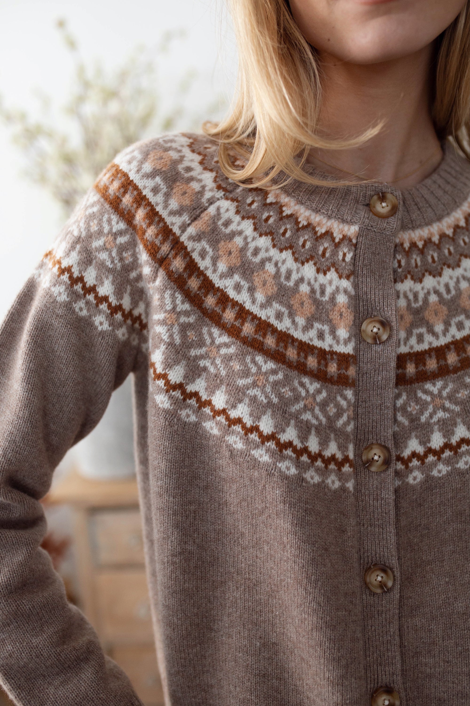 Louise Fair Isle Cardigan - Oatmeal