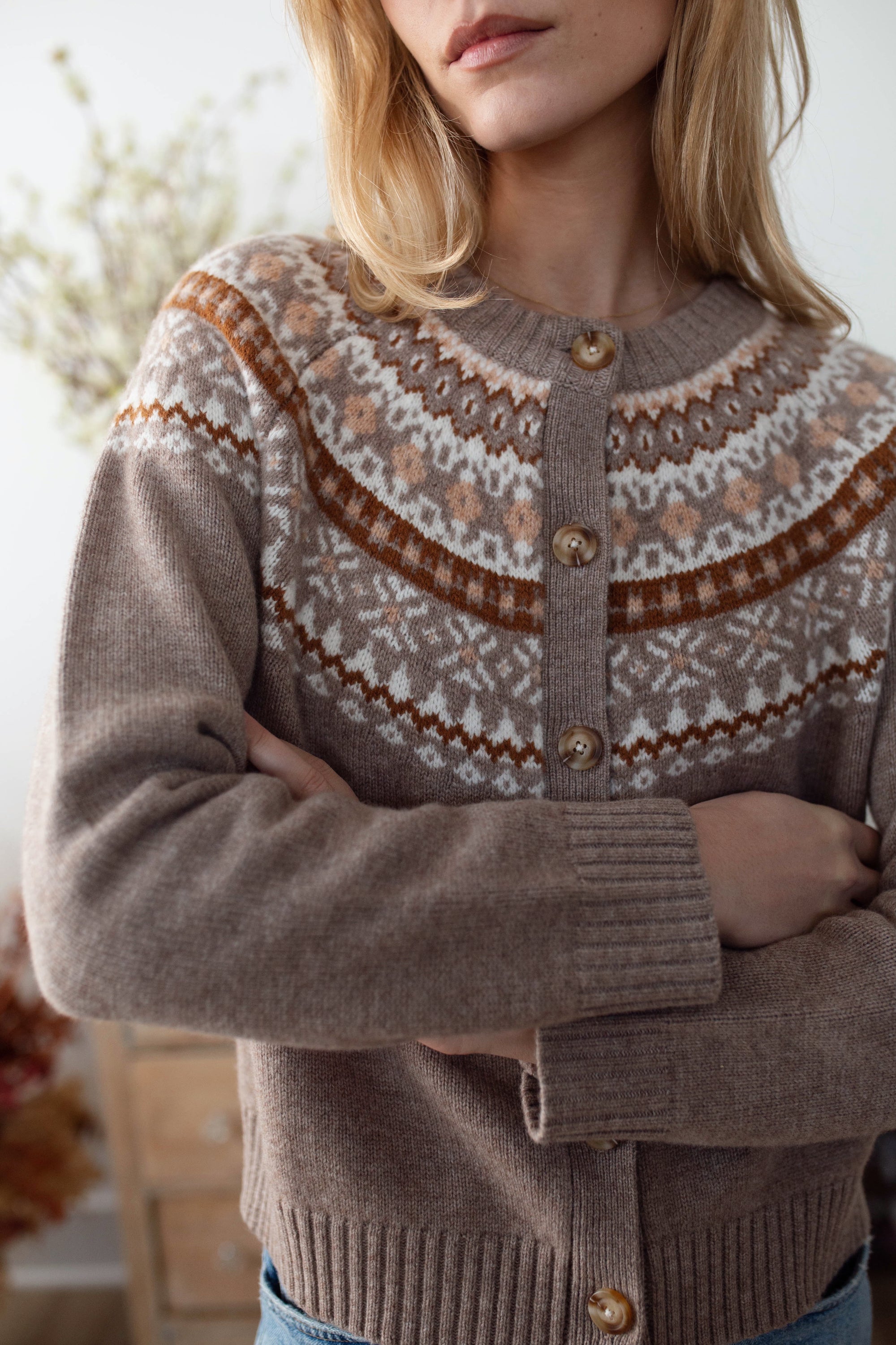 Louise Fair Isle Cardigan - Oatmeal