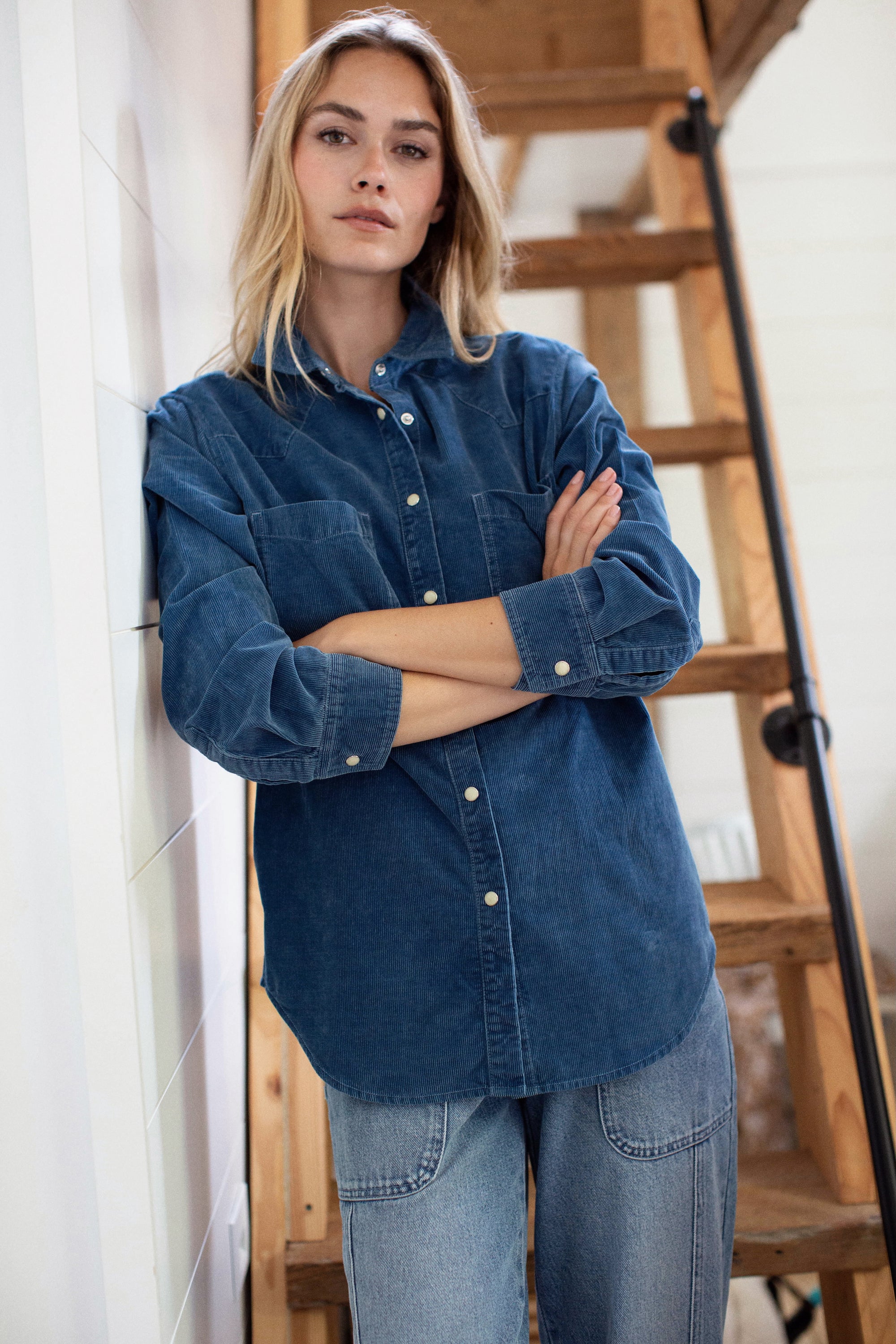 Western Shirt - Indigo Corduroy