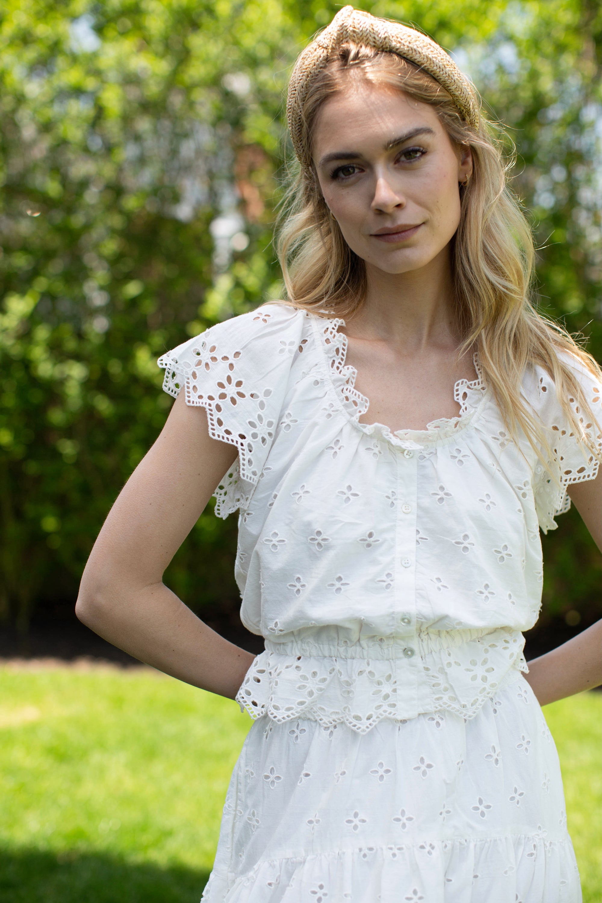 Erin Eyelet Top - White