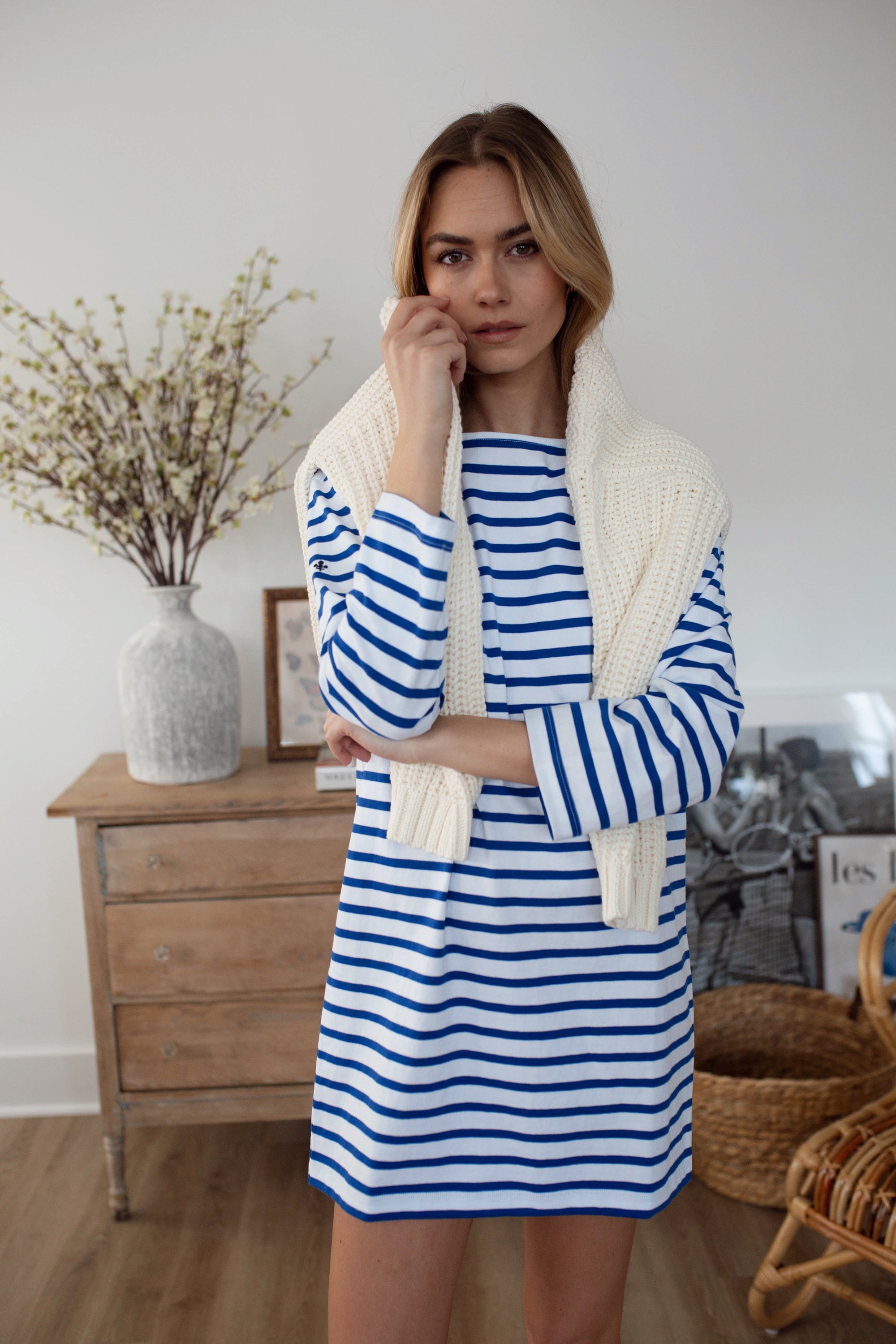 Mariner Dress - Tidal/White