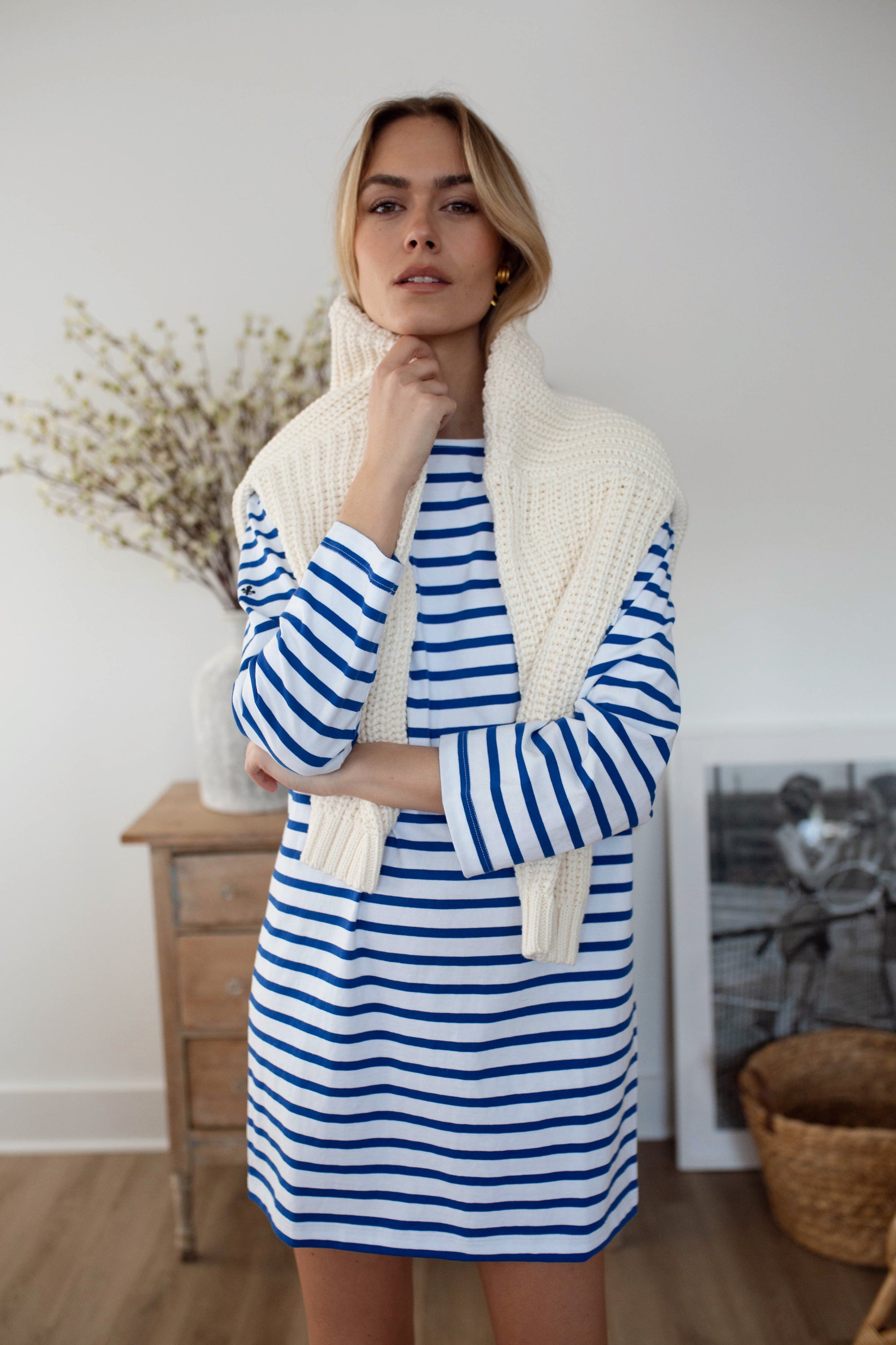 Mariner Dress - Tidal/White