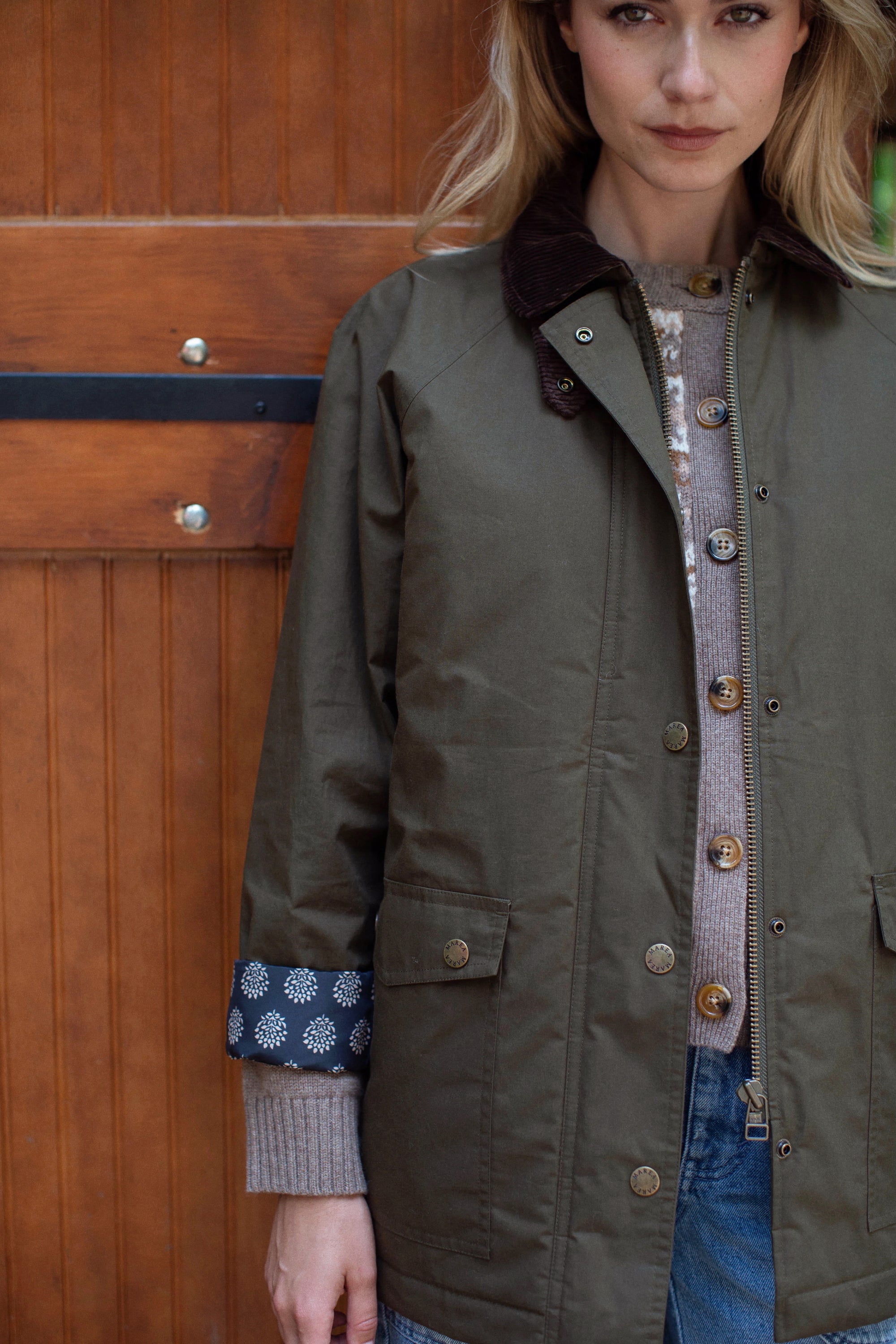 Waxed Barn Jacket - Olive Green