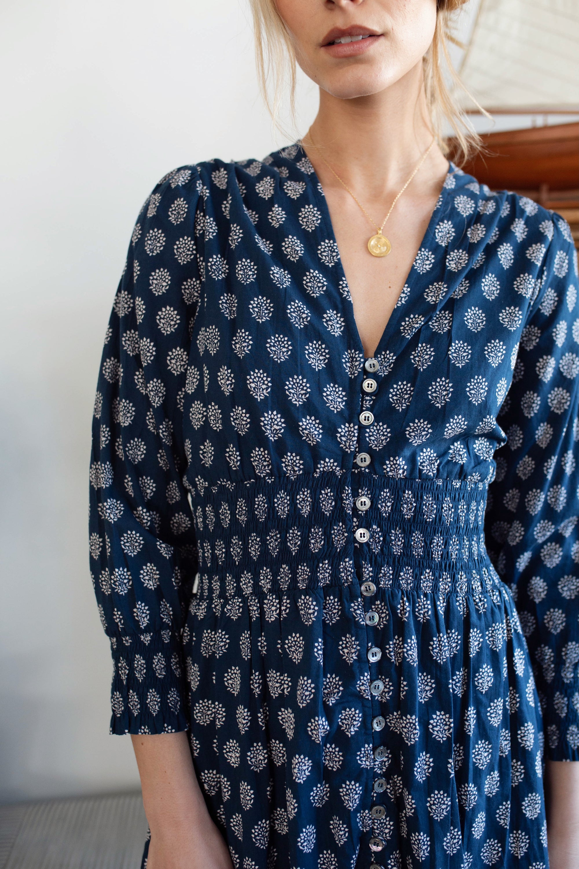 Francesca Dress - Navy Mini Meadow