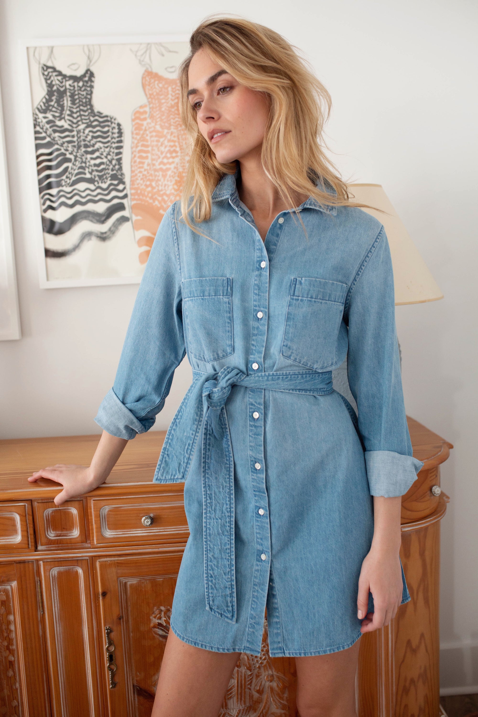 Denim Shirt Dress - Pale Wash