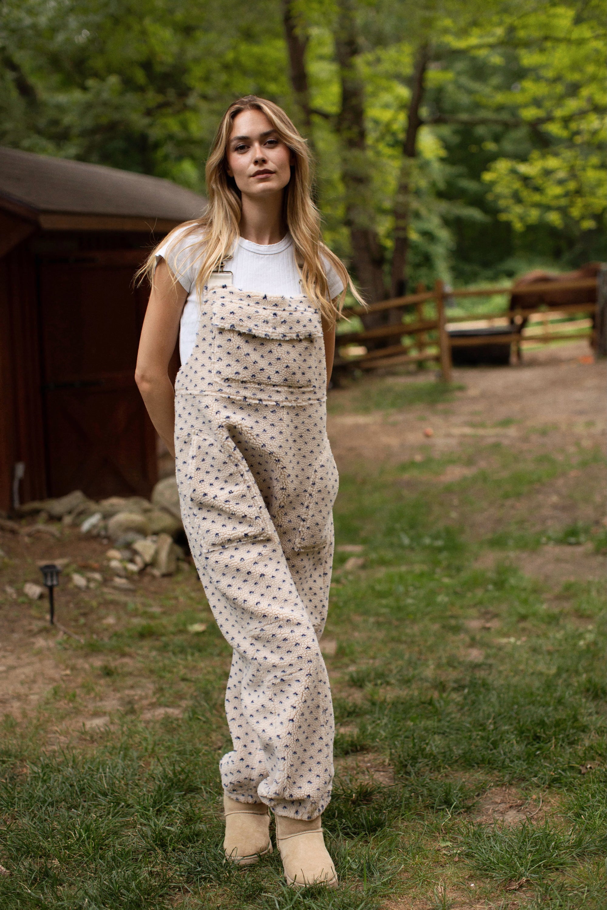 Scout Overalls - Ivory/Blue Birdseye